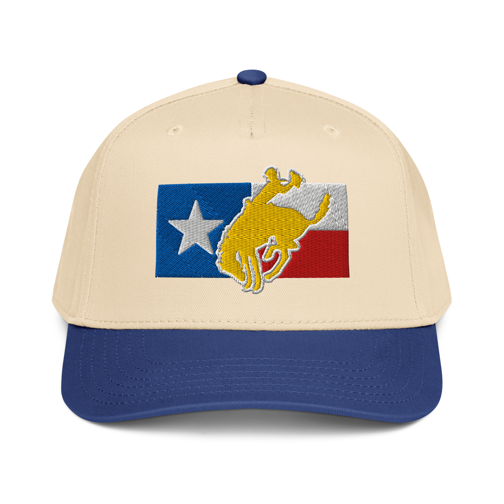 GO BUCKS - Buckaroo, Texas - Tan/Blue 5 Panel Snapback Cap