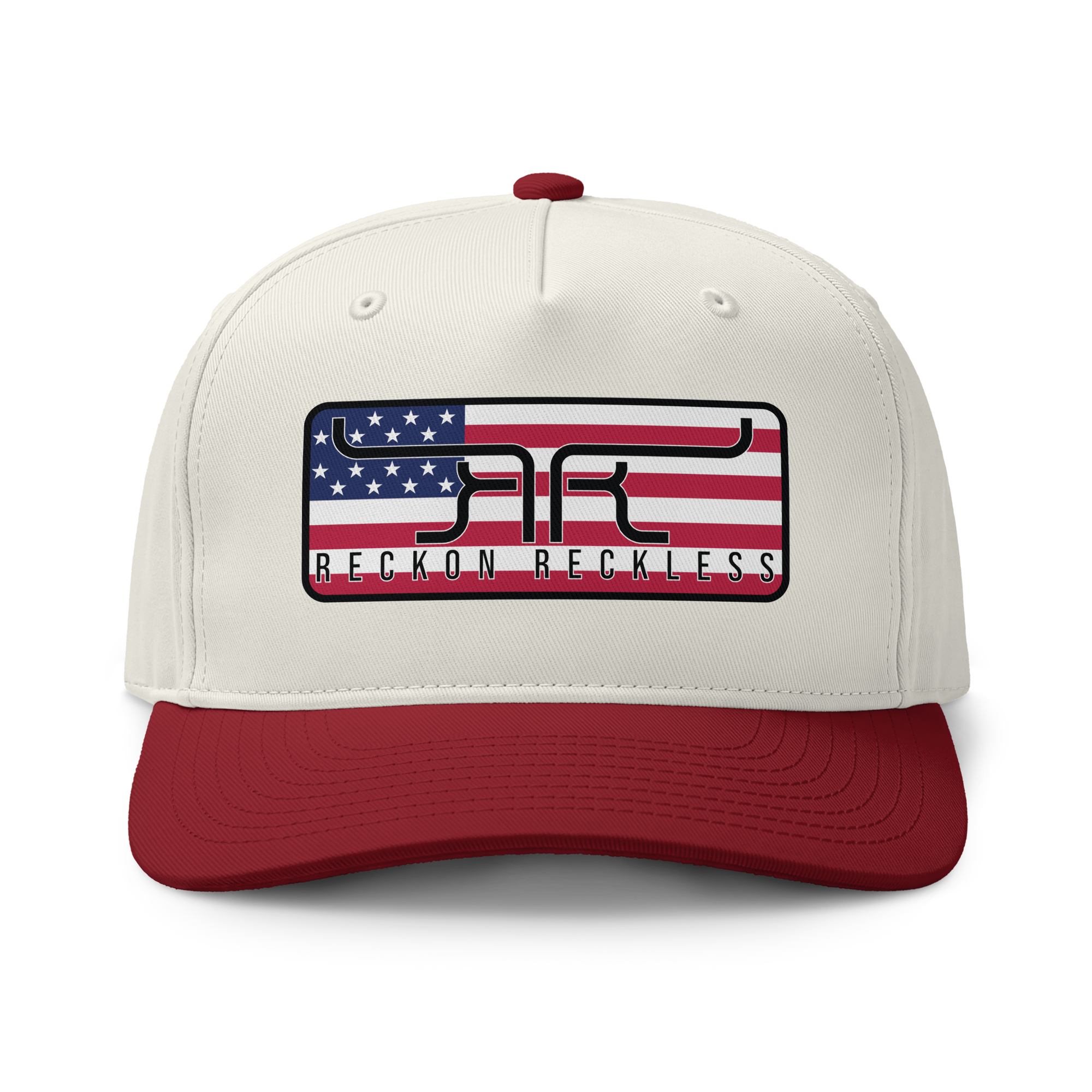 Reckon Reckless - USA Flag Horny Brand II - Natural / Cardinal Cap