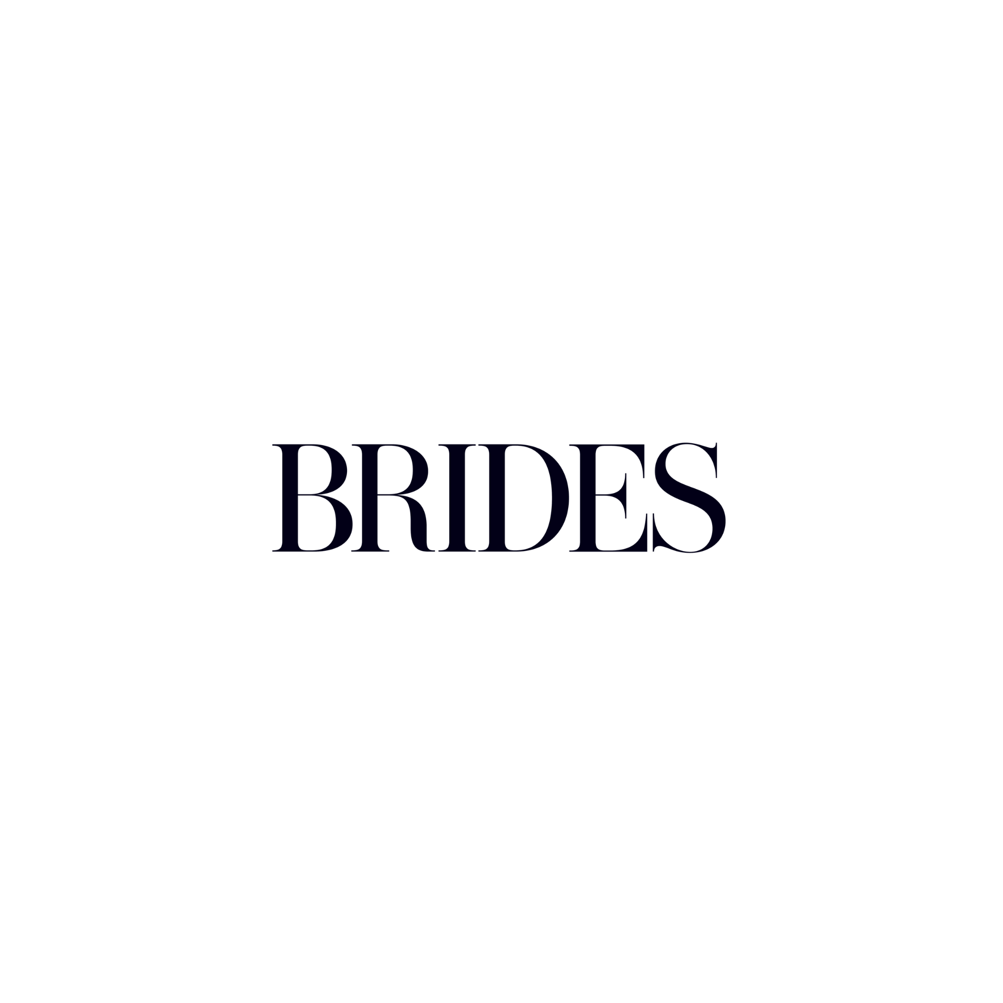 A black and white illustration of a bride with a veil, holding a bouquet, with the words 'Bride' and 'Brides' written in large font.