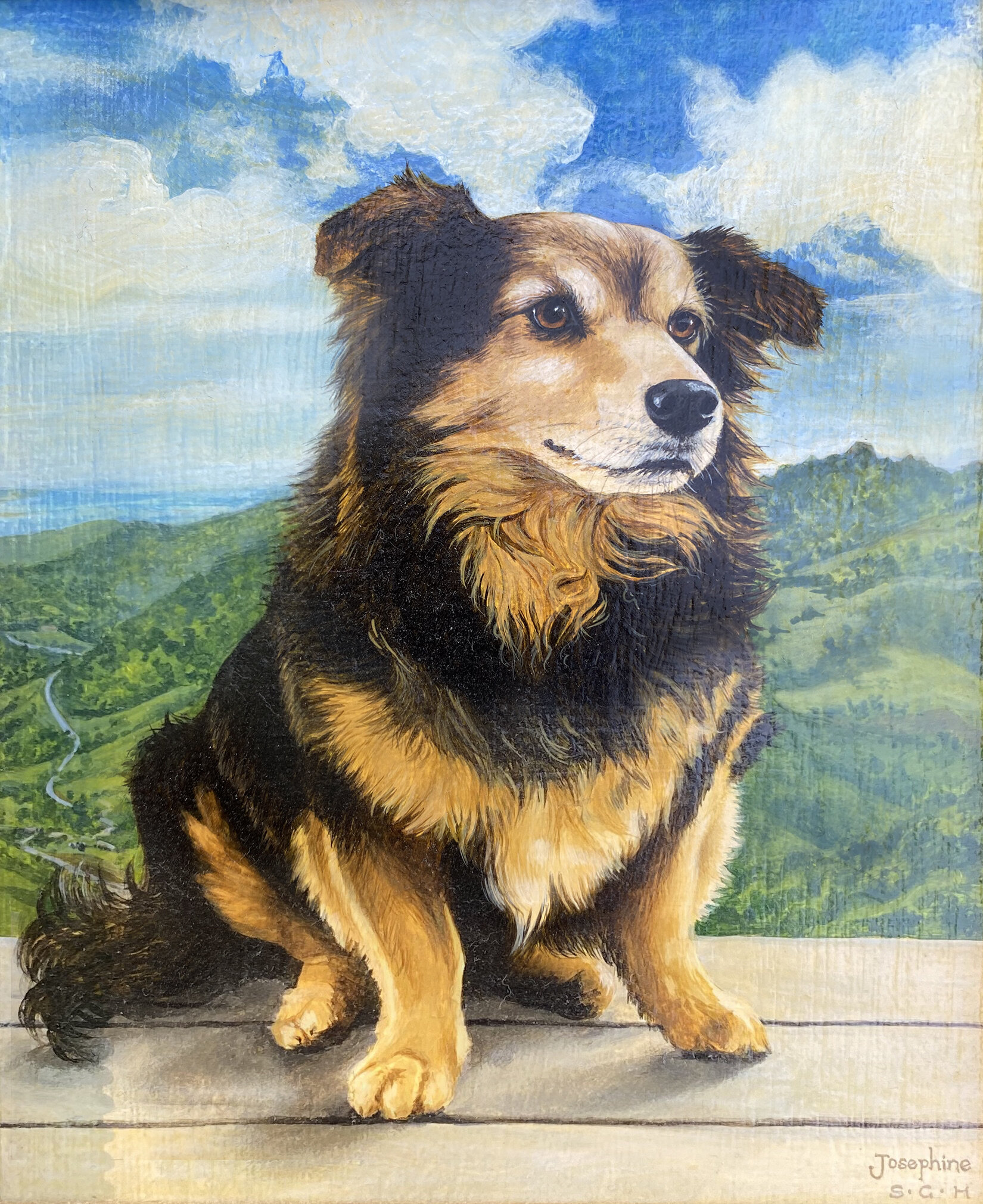    “Josephine on the Deck”      acrylic on masonite    20 x 25cm 