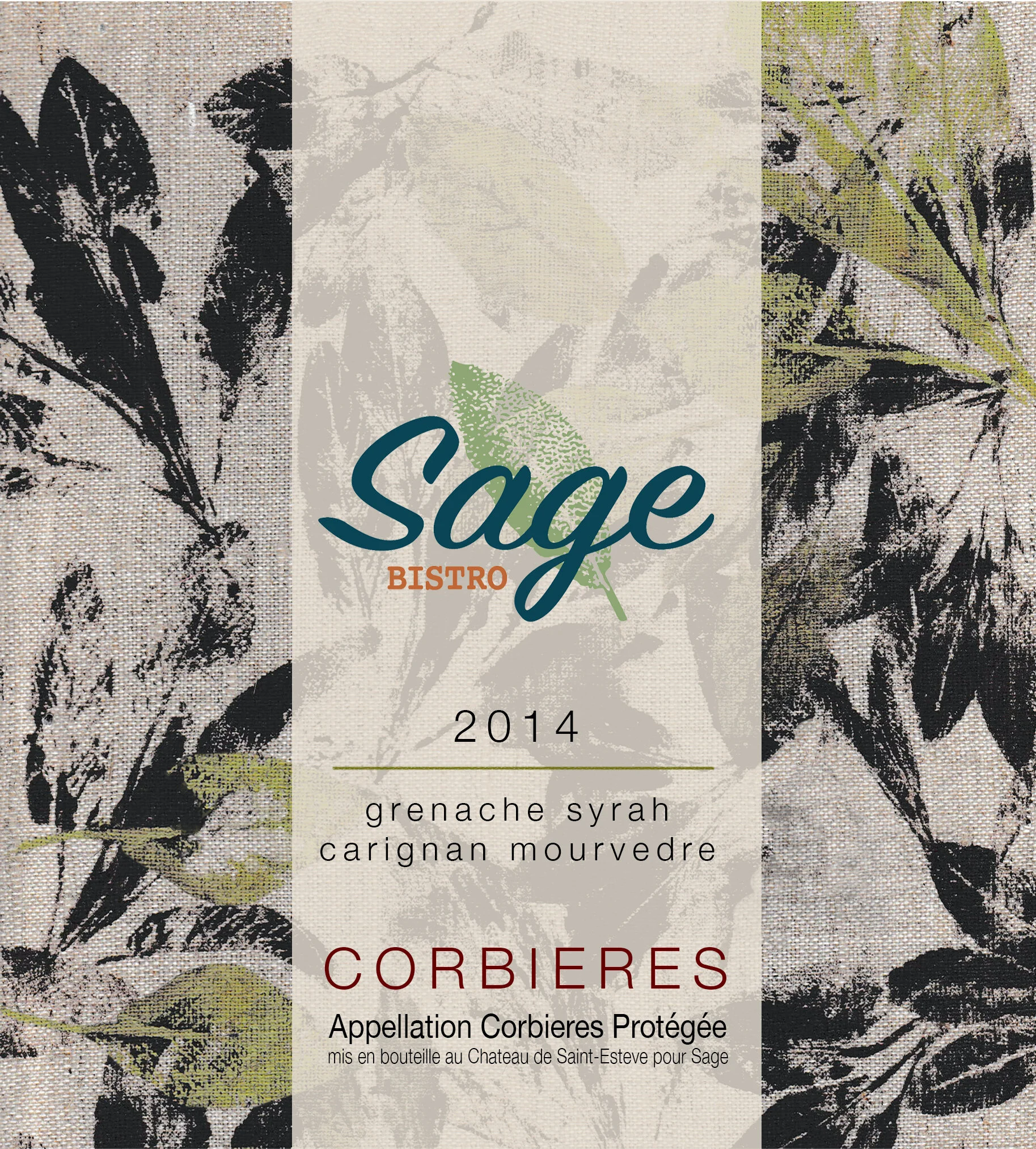     Sage Bistro      red wine label 