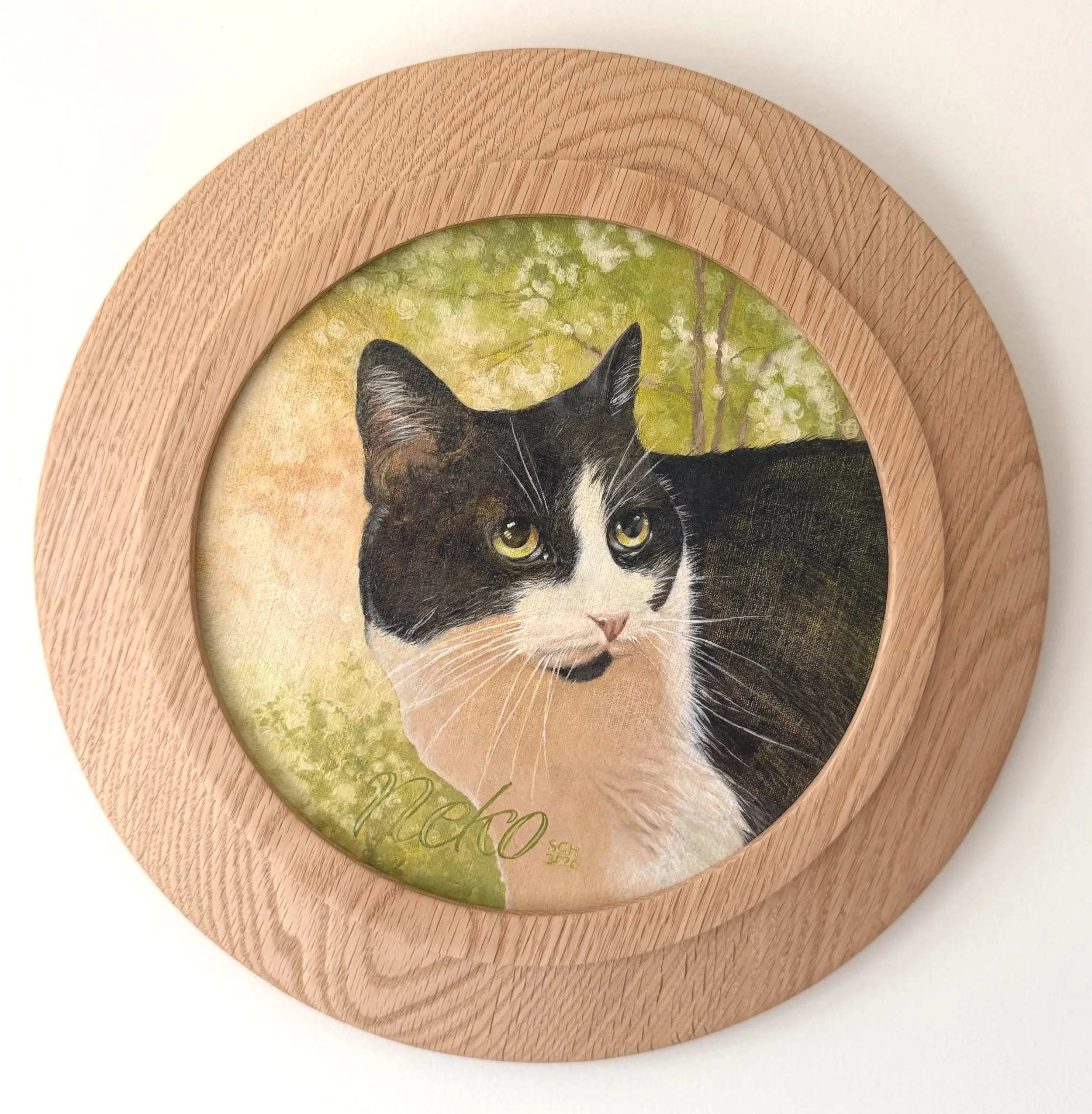    “Neko in Ann Arbor”    oil on canvas-covered board, oak frame  20cm 