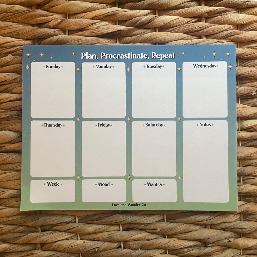 Plan Procrastinate Repeat Notepad top view.jpg