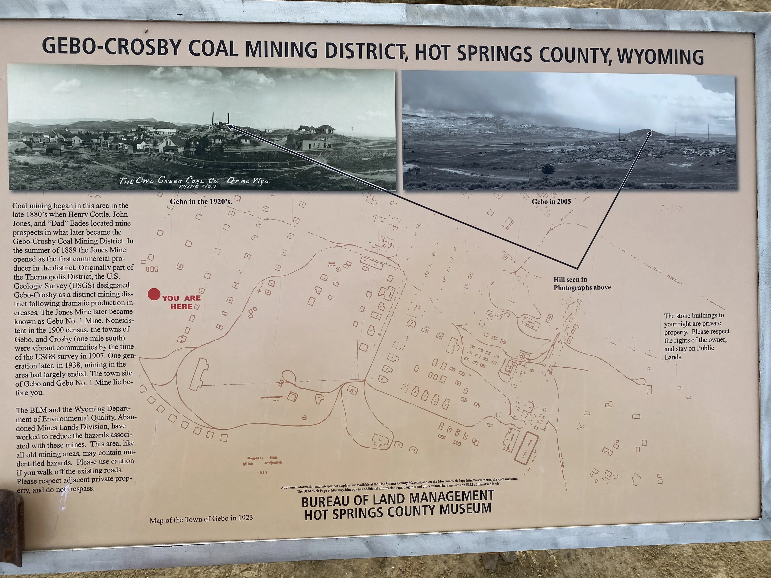 Map of the remnants of the small mining town of Gebo, Wyoming, the location of the first known sighting of Fu-go balloons.