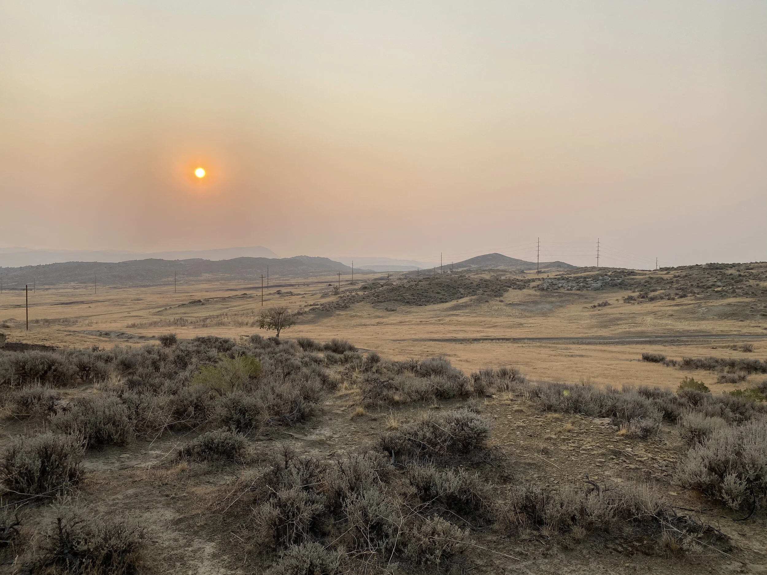 The site of Gebo, Wyoming—location of the first known Fu-go balloon sighting—the land showing the scars of contemporary fires and the skies filled with smoke from California’s worst fire season on record.