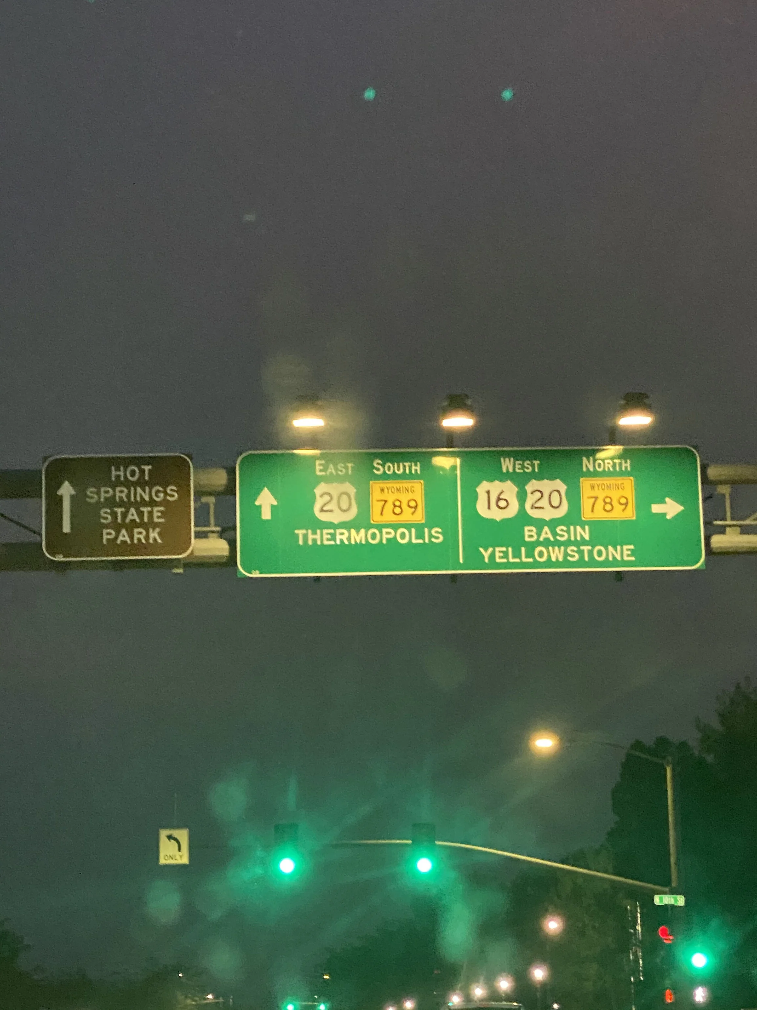 On the road to Thermopolis, the closest site to the first Fu-go sighting of any significance on a map.