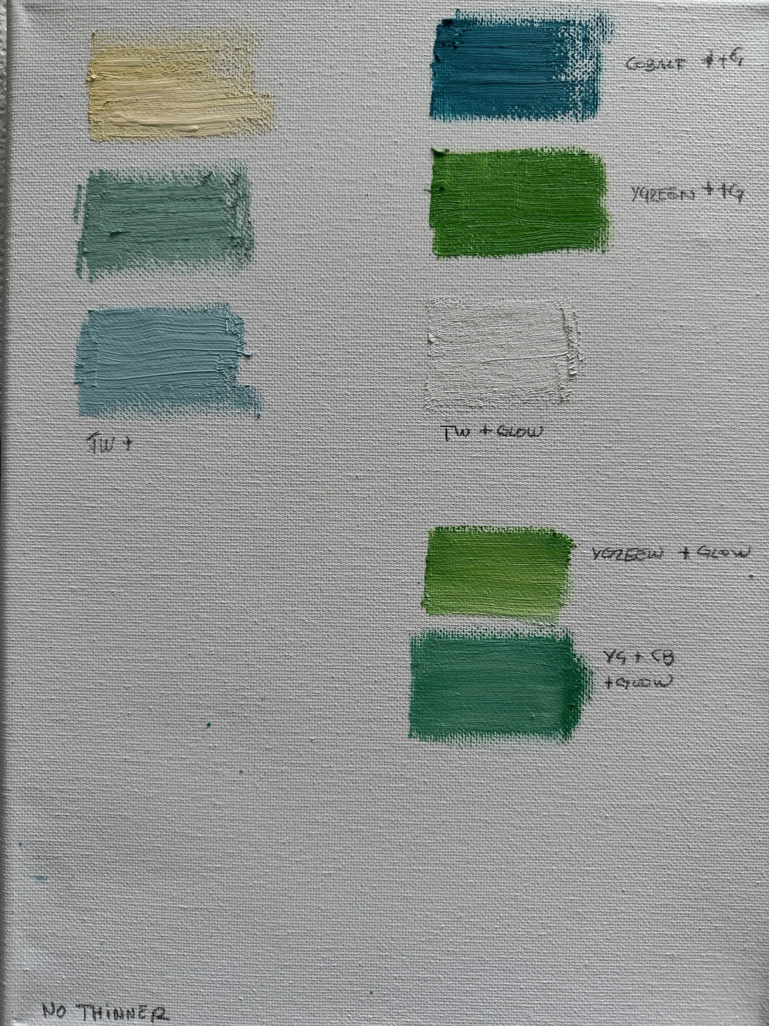 Test Stripes - left rows has pigments