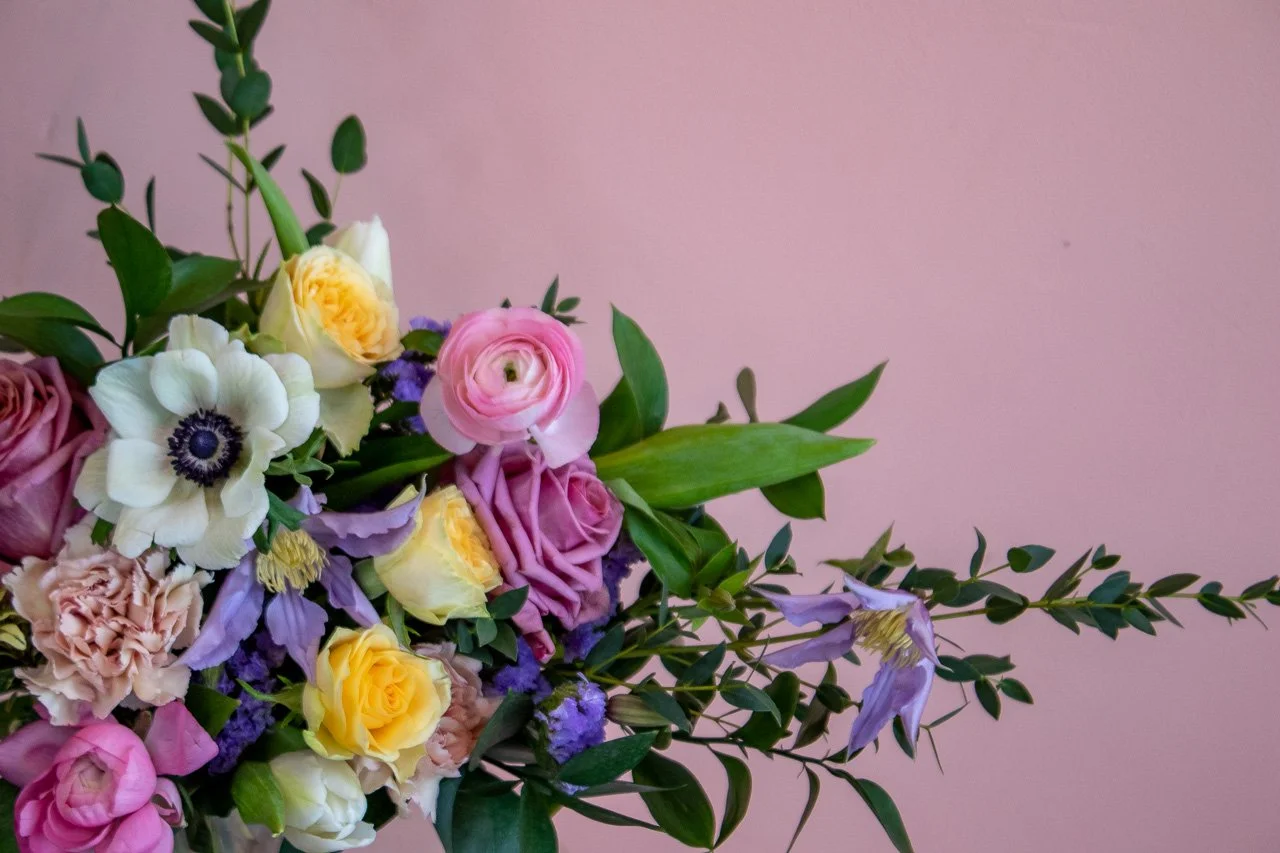 Flora - Pink, Yellow and Mauve Bouquet