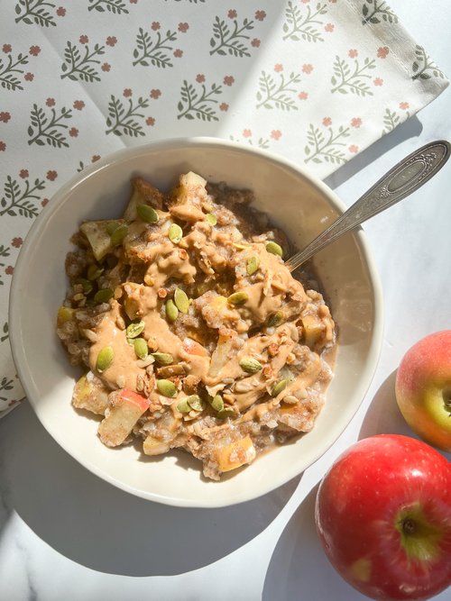 Warm Apple Protein Bowl — The Peachie Spoon | High Protein Recipes