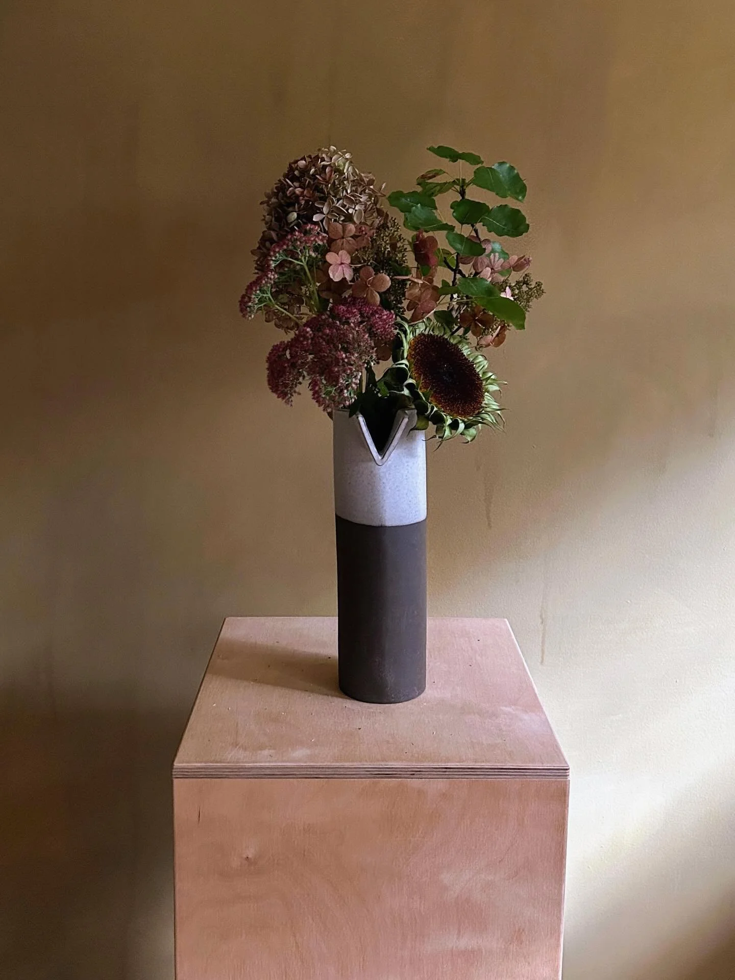 Head on shot of our pitcher in rich chocolate brown clay and a white glaze dip. Available on the webshop 🤍