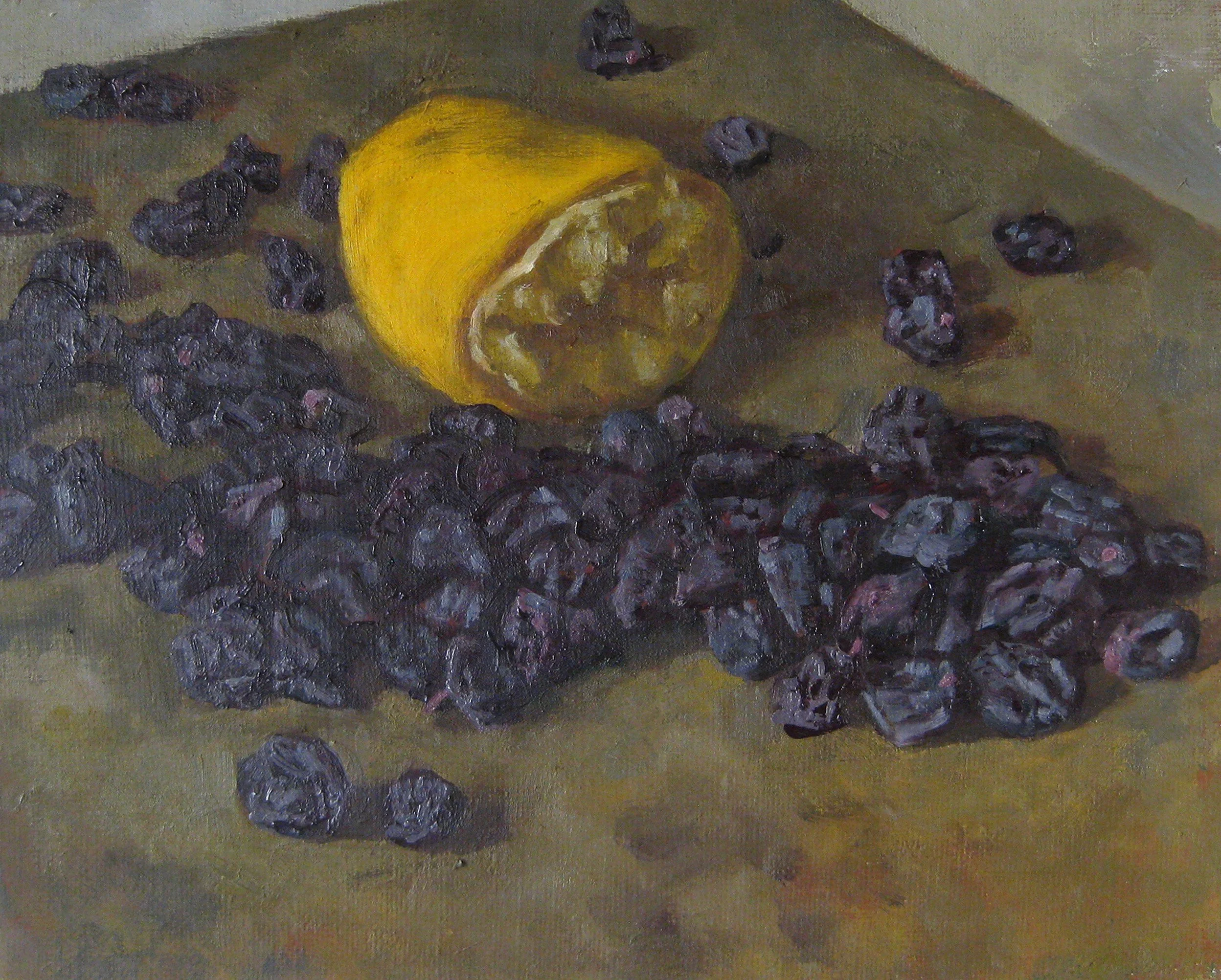 Mette Lorentzen. Scattered raisins and a squeezed lemon.jpg