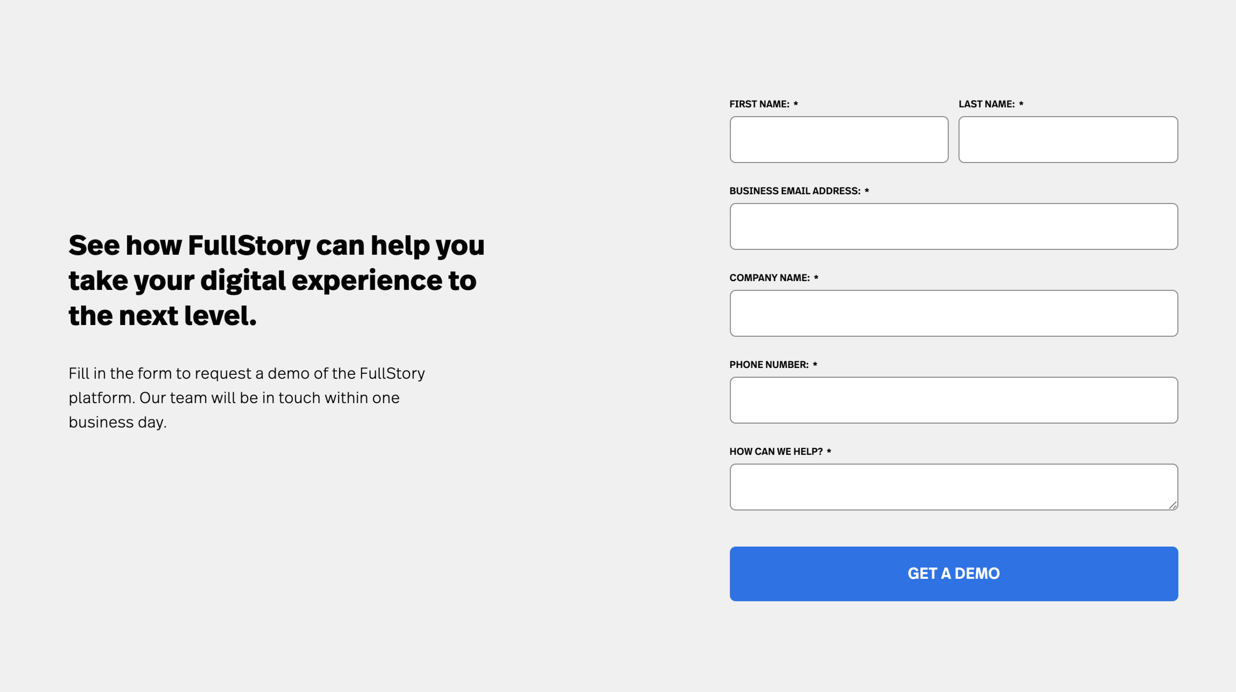 fullstory homepage - CTA