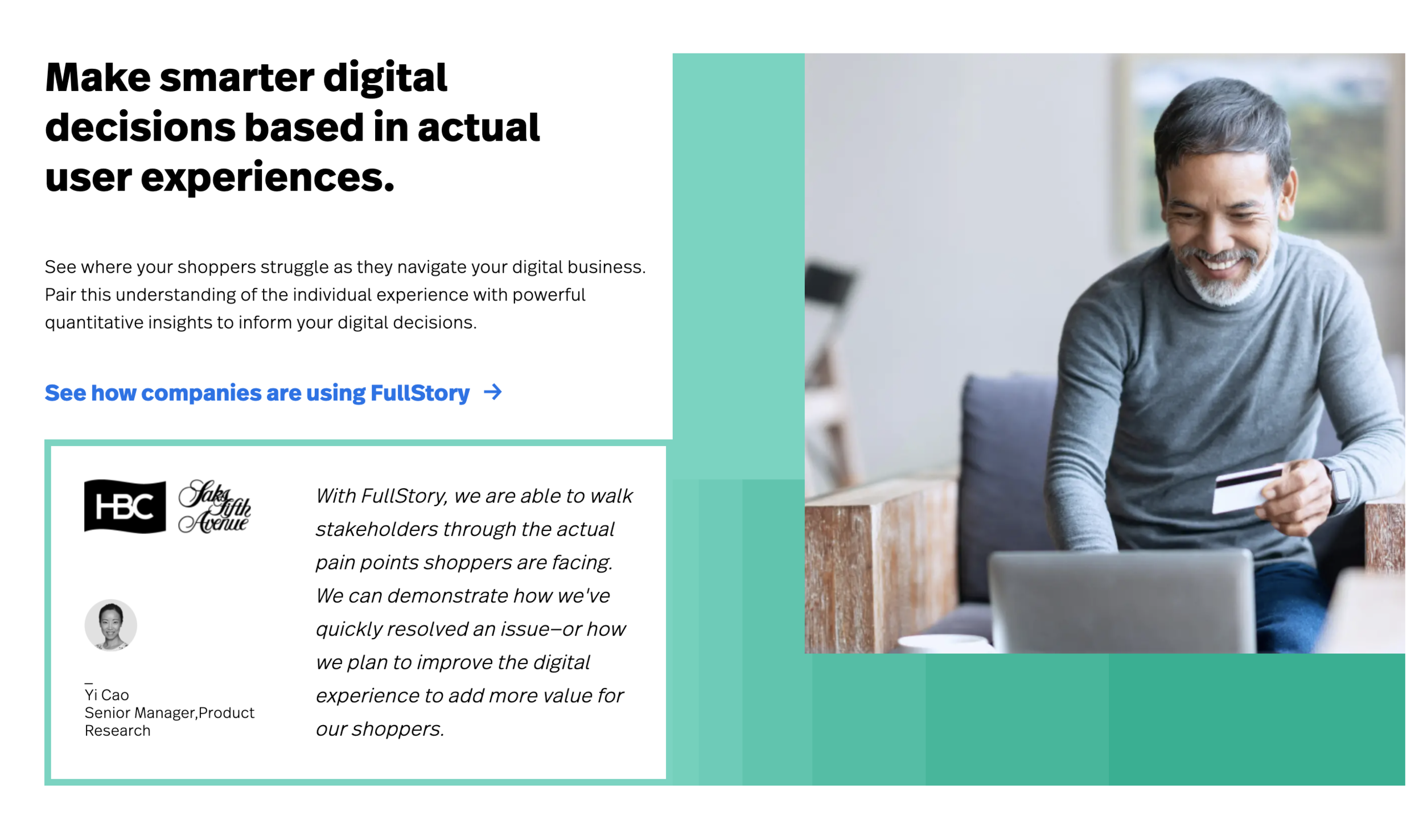 fullstory homepage - value prop