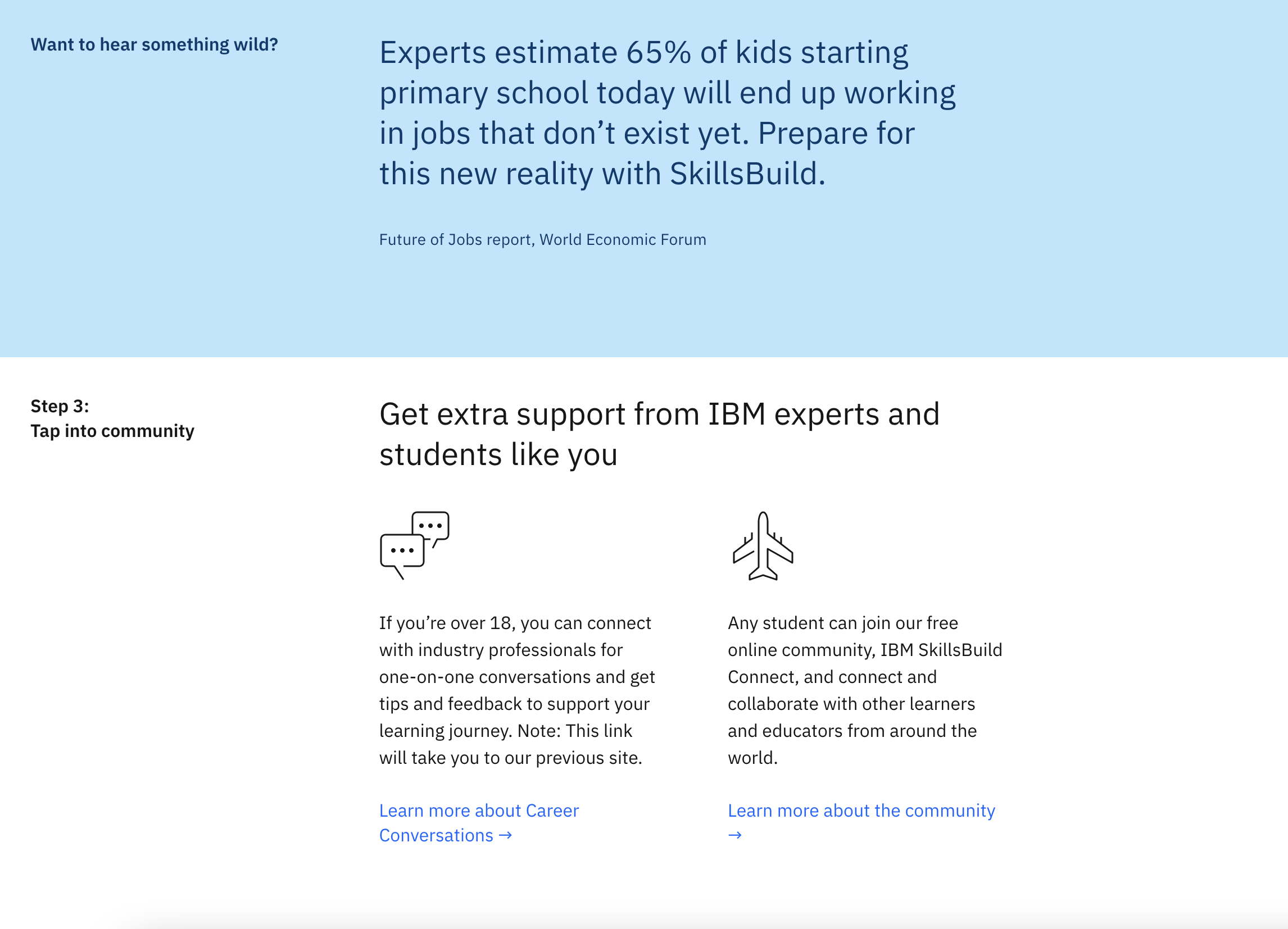 Stat and additional value proposition points on the student-specific persona page.