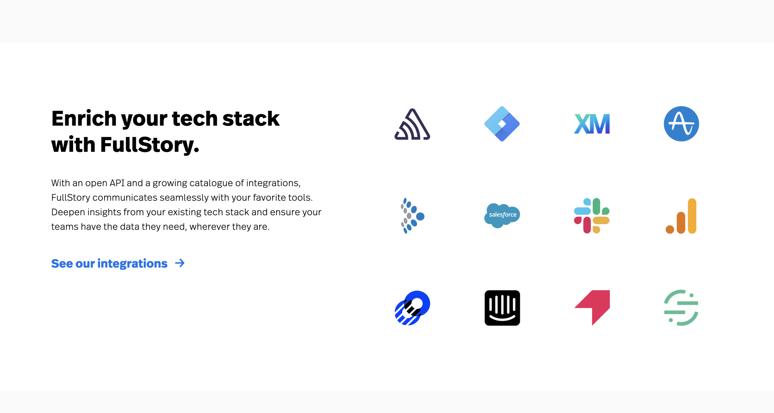 fullstory homepage - partner section