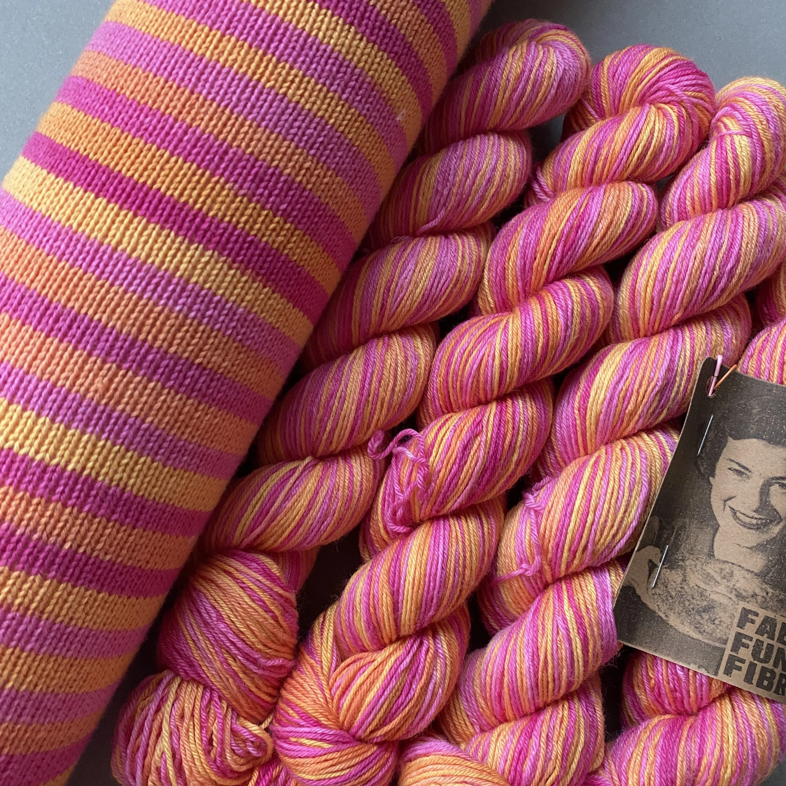 Peach and Raspberry Pie - Hand Dyed Self-Striping Yarn