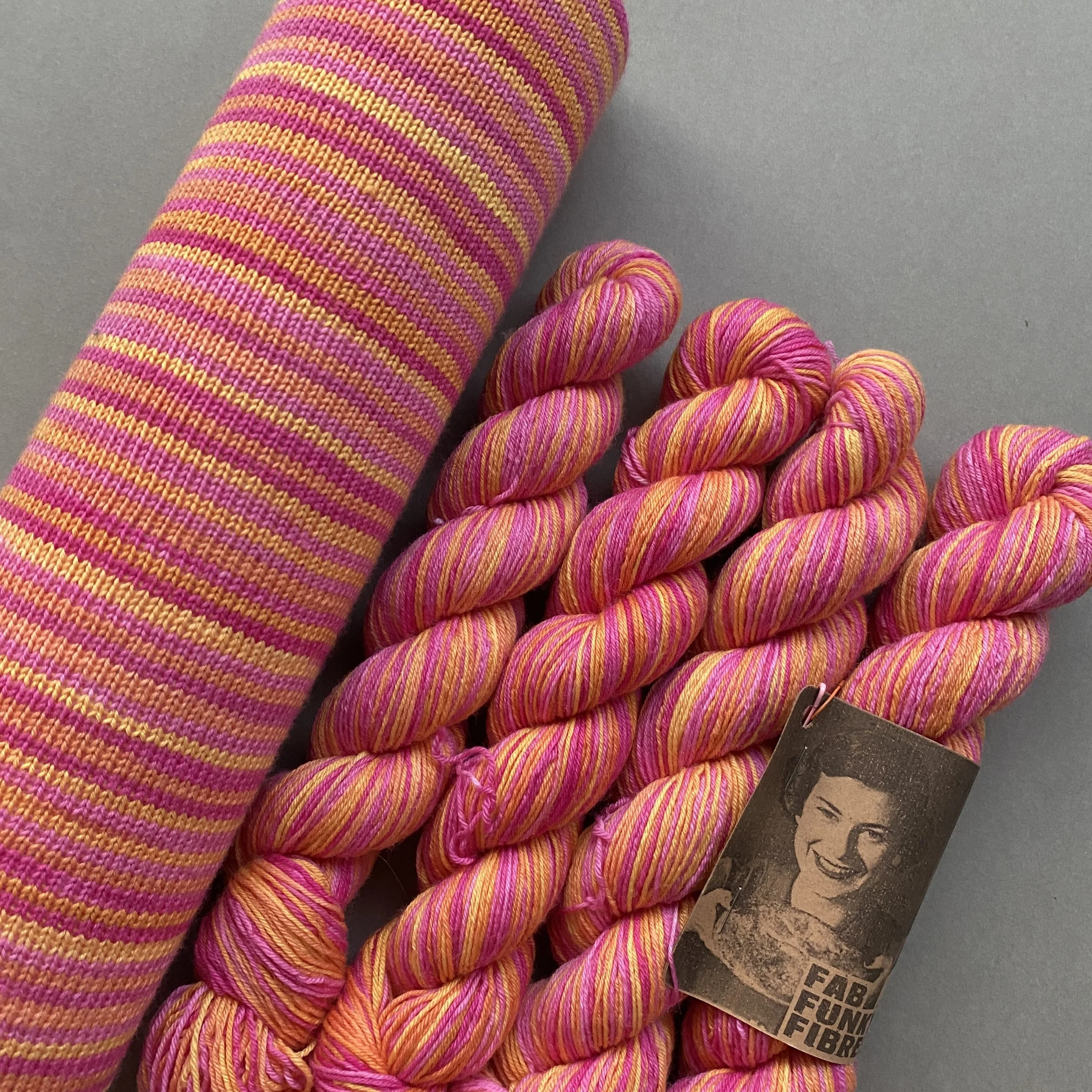 Peach and Raspberry Pie Petite - Hand Dyed Self-Striping Yarn