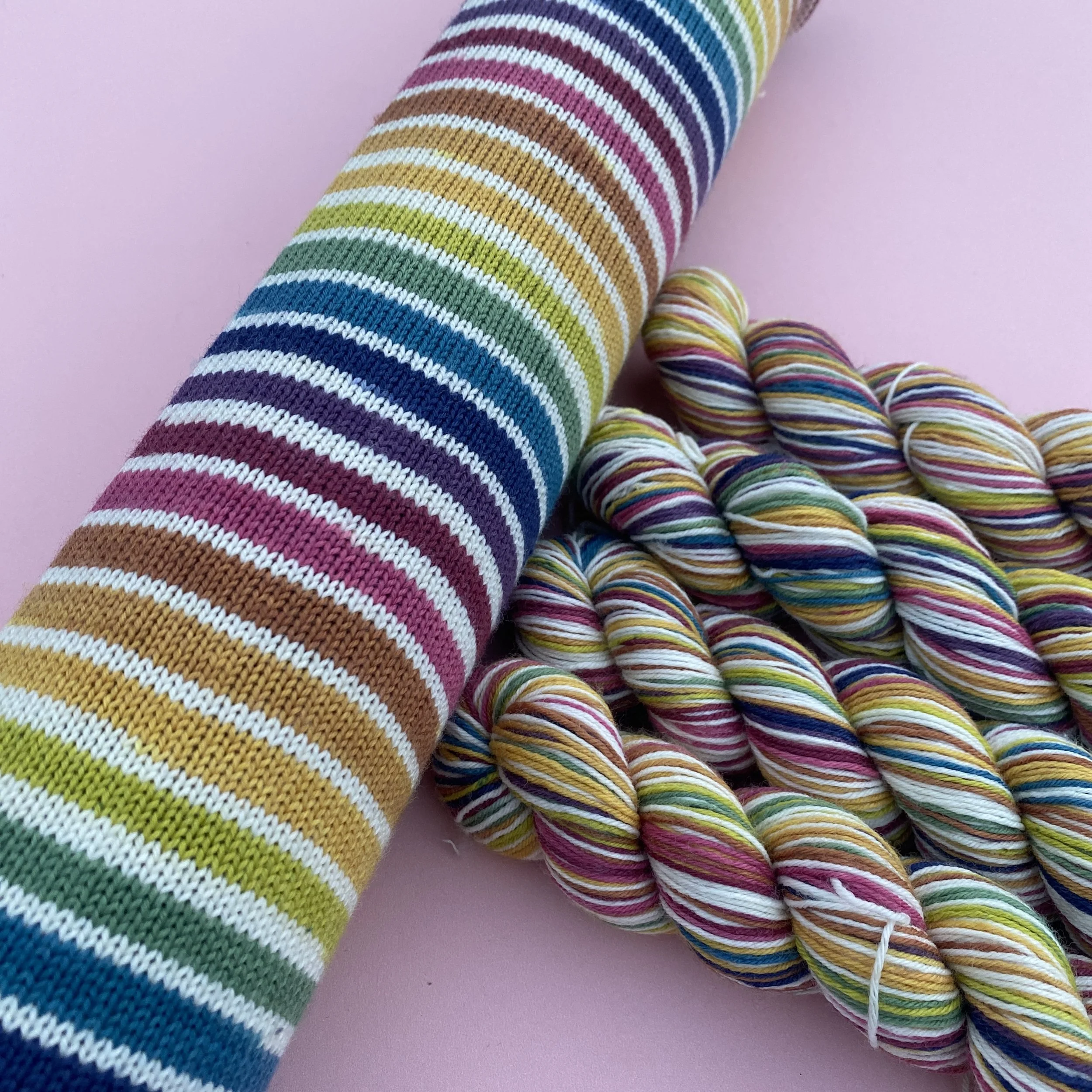 Rainbows in the Snow - Hand Dyed Self-Striping Yarn