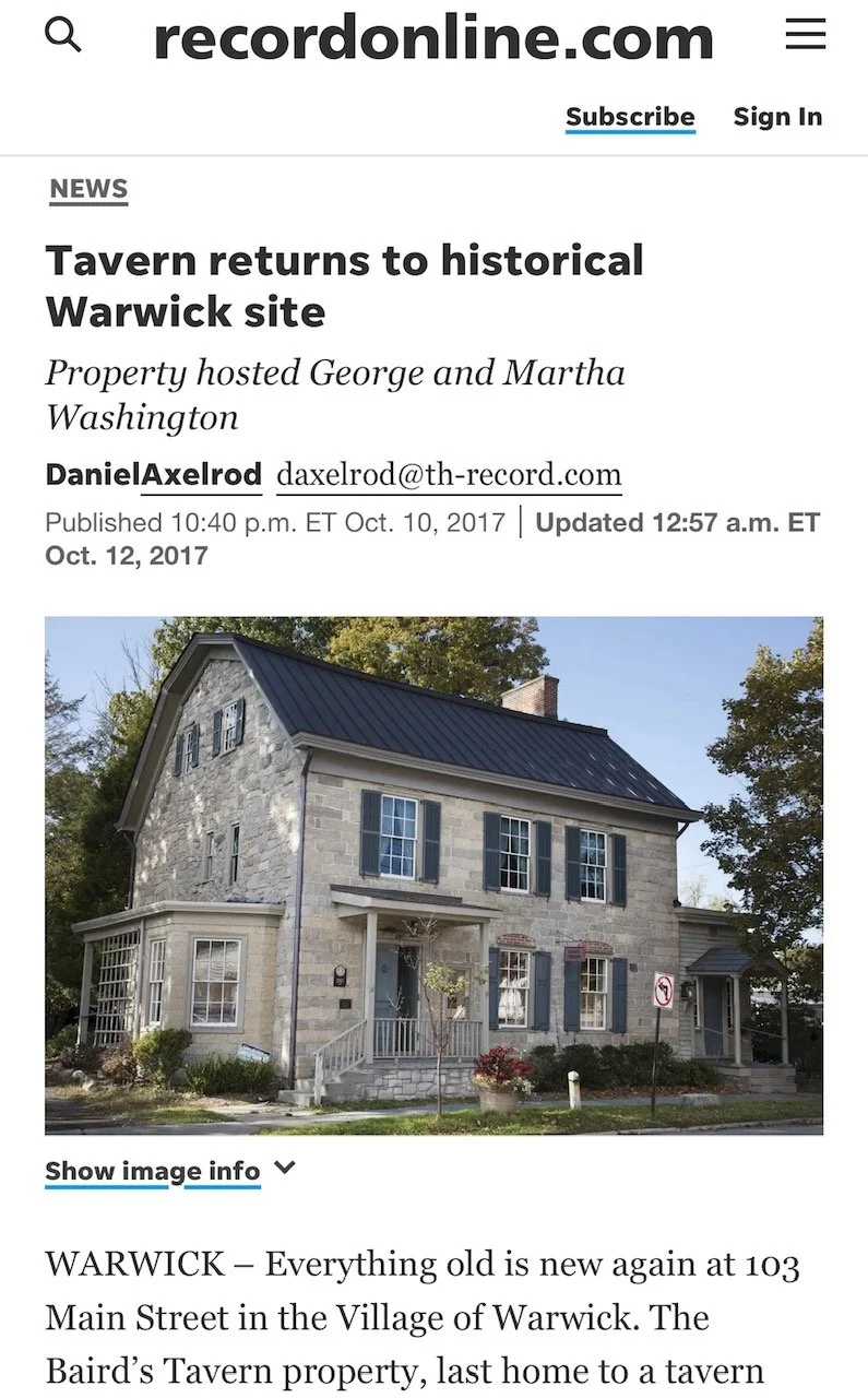 Baird's Tavern — The Historical Society of Warwick, New York