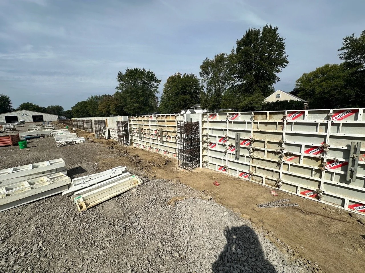 Wall forms going into place for concrete pour