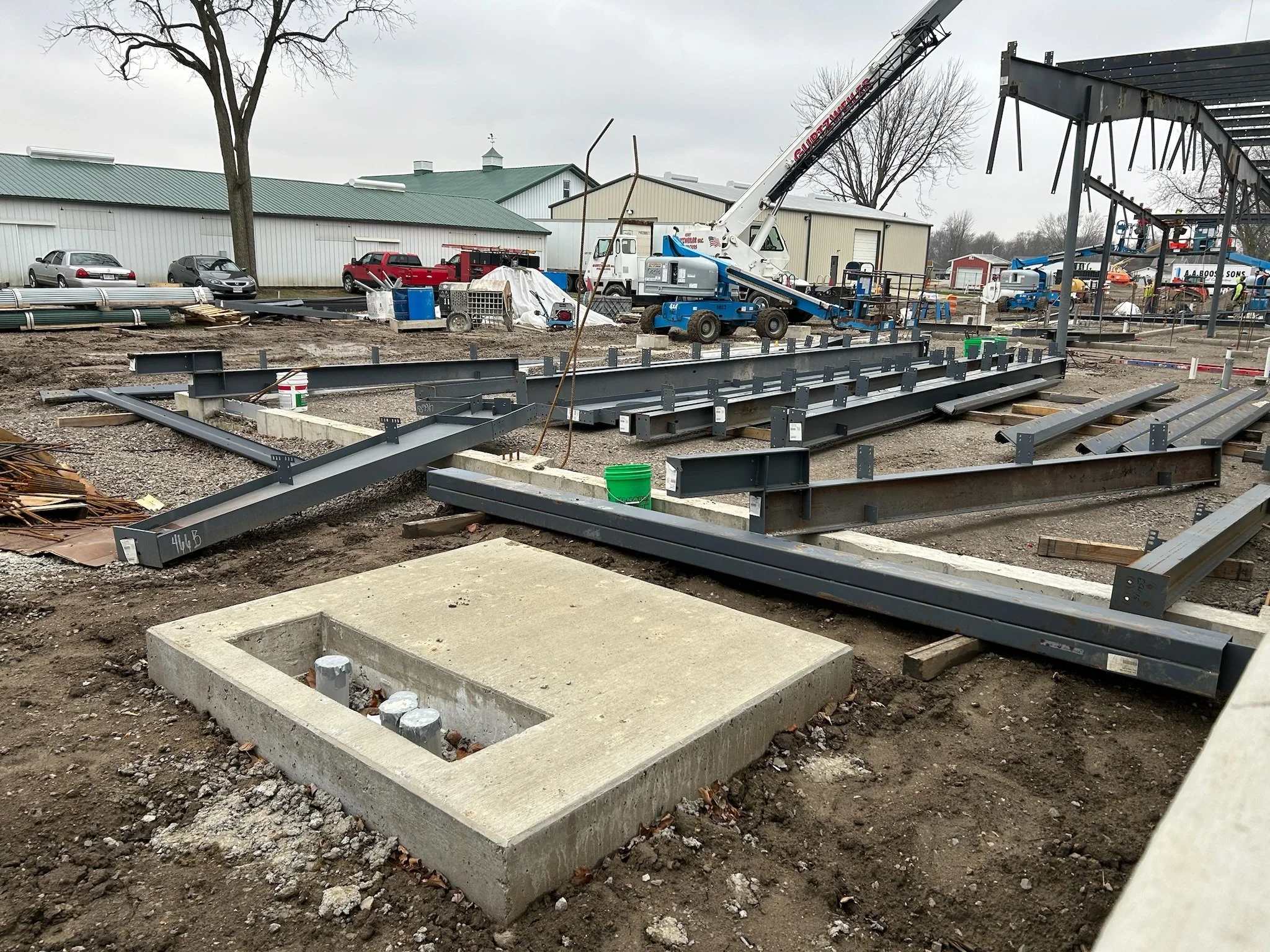 Front section of the building begins 