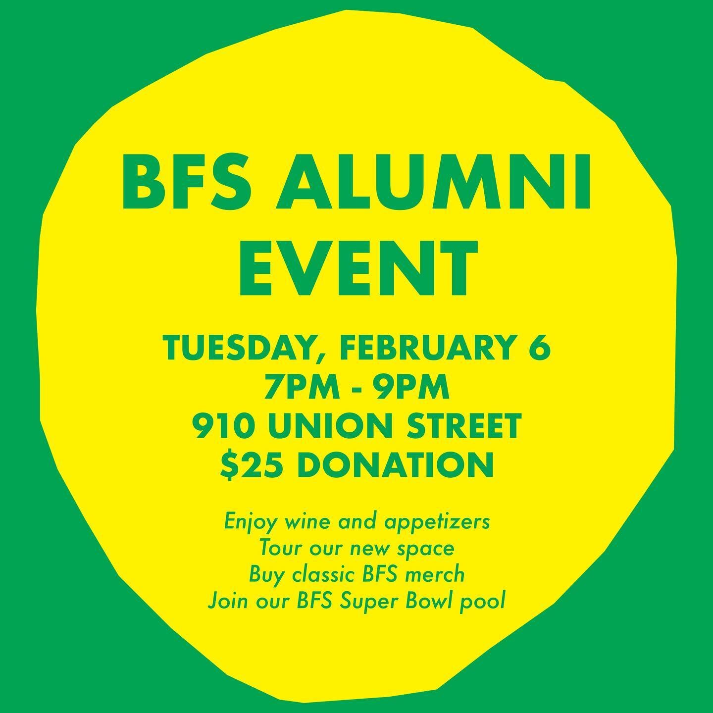 Save the Date! The BFS Alumni Wine &amp; Cheese Fundraiser is happening on Tuesday February 6th from 7-9pm. Join us for a cozy evening celebrating our new space, catching up with old friends and supporting our school&rsquo;s fundraising efforts. We c