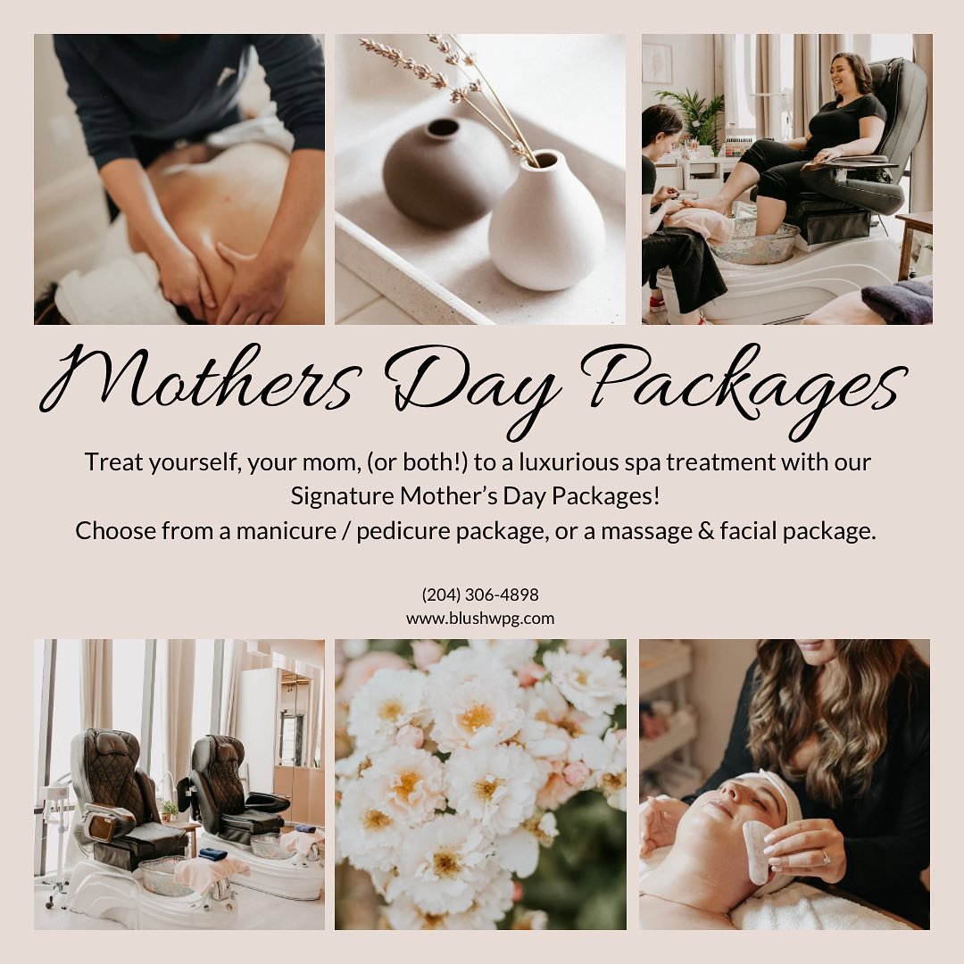 Mother&rsquo;s Day is just around the corner! 💐
Limited availability, only a few spots left. 

What&rsquo;s better than a gift card? 
Booking the appointment and arranging the childcare! 😉

#winnipegmothersday #winnipegspa #mothersday #winnipegmoms