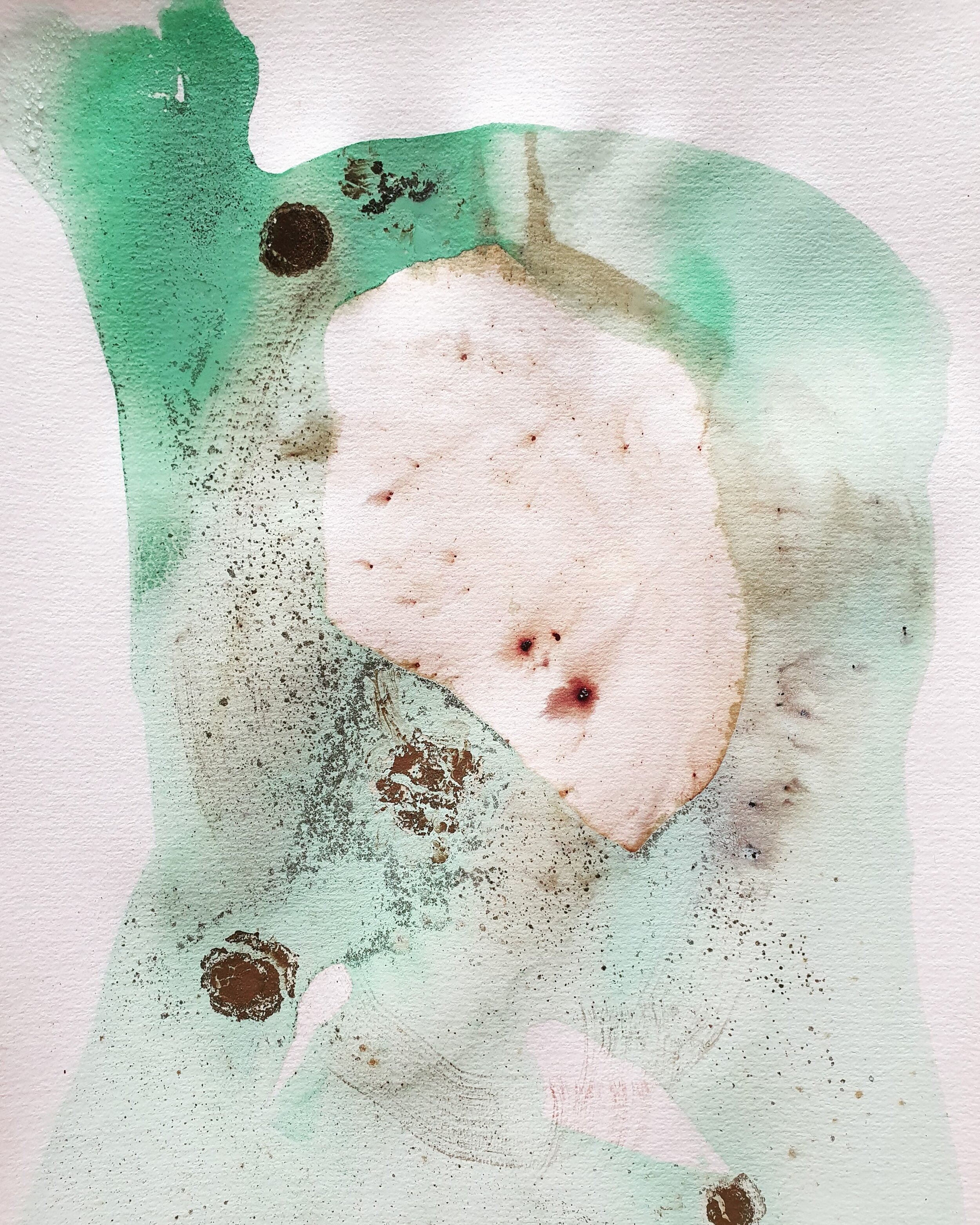 Moss Envelopment - II | Bloodwood Tree Sap and Copper Oxide Ink | 29.7 x 42cm | Gubbi Gubbi Country | 2020. (SOLD)