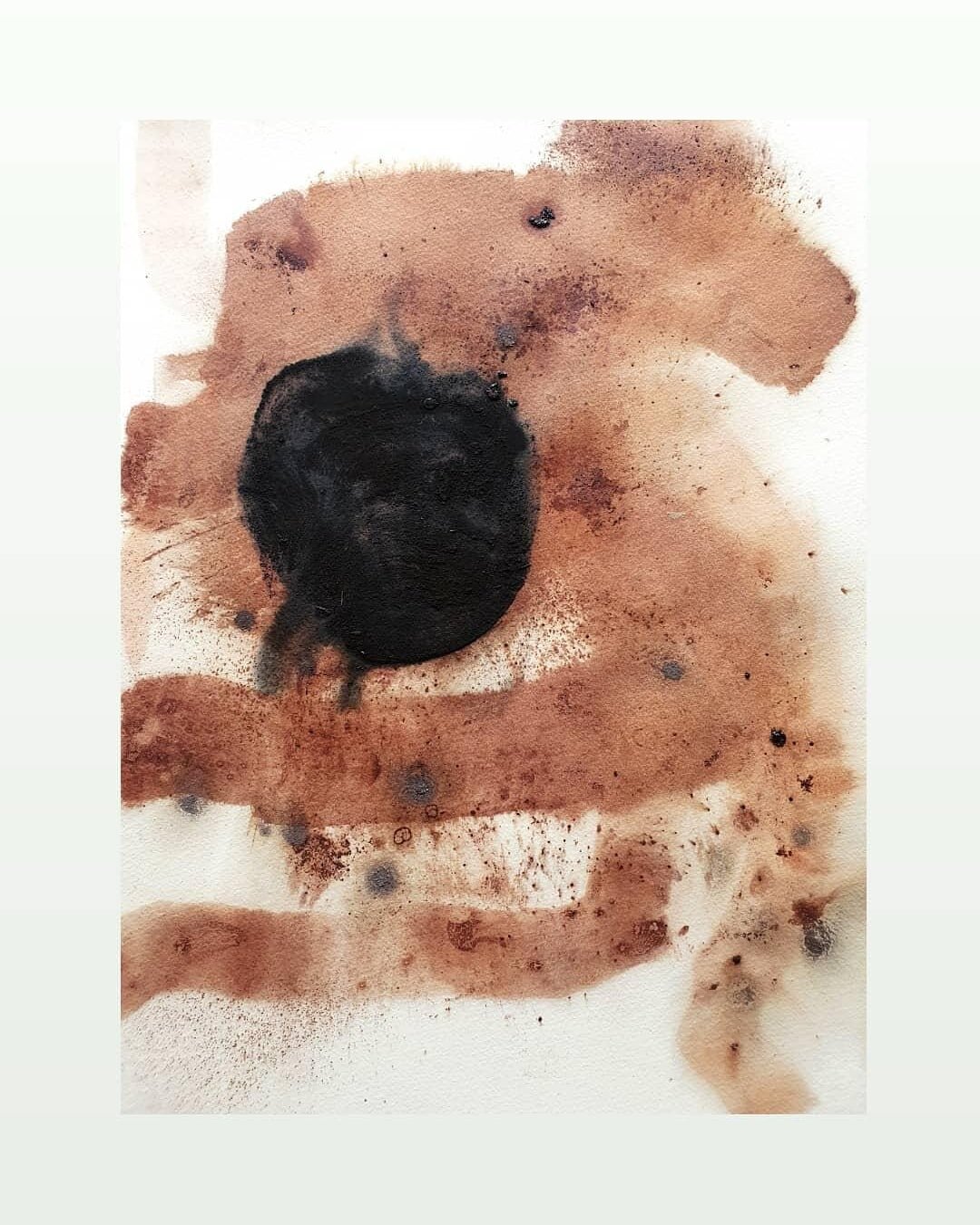 Moon from a Burnt Forest, Bush Fire Charcoal Pigment and Bloodwood Tree Sap, 29.7 x 42 cm, 2020. (FOR SALE).