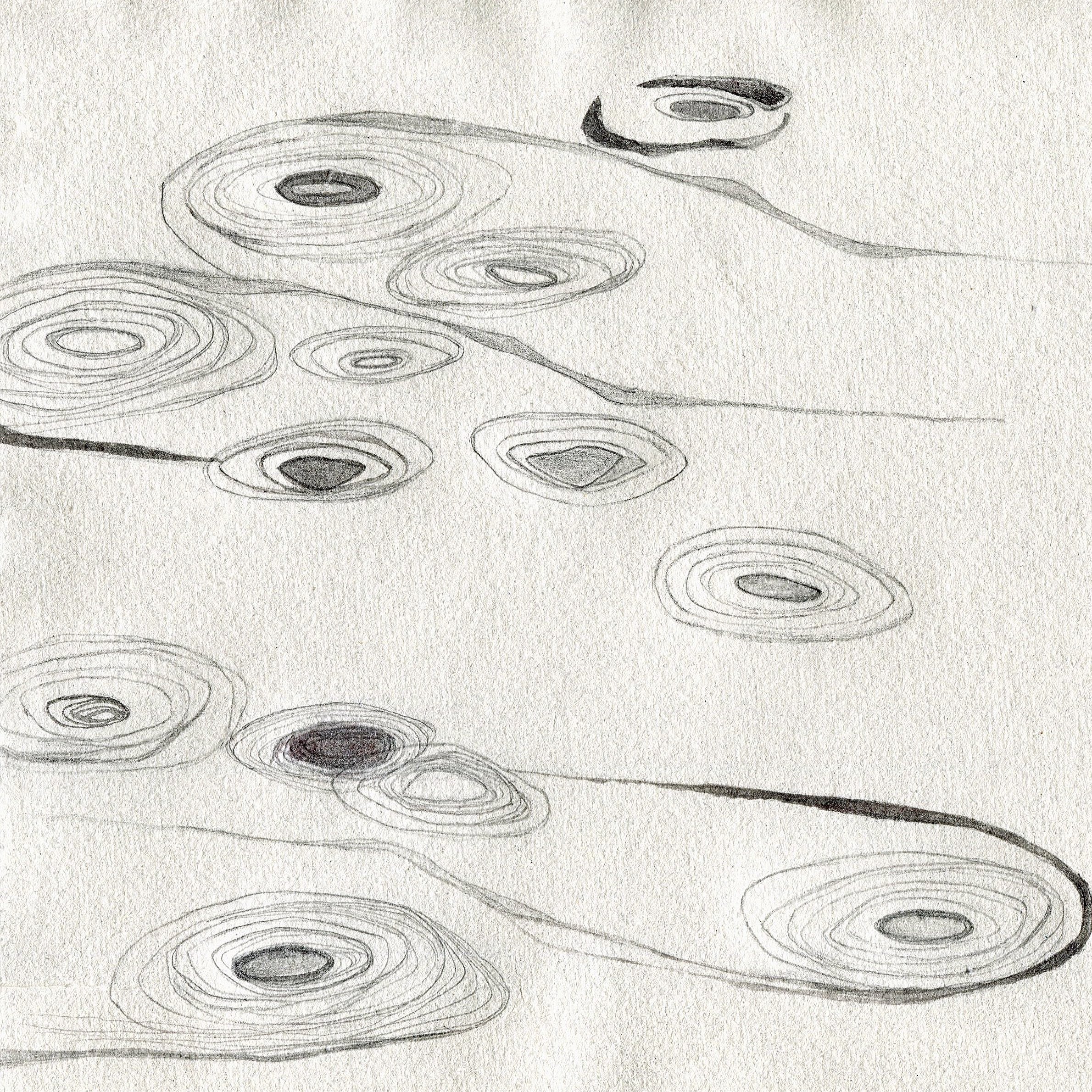 Wellspring drawing - i | Watercolour, Graphite, and Bloodwood Tree sap on Cotton Rag Paper | 20 x 20 cm | 2024