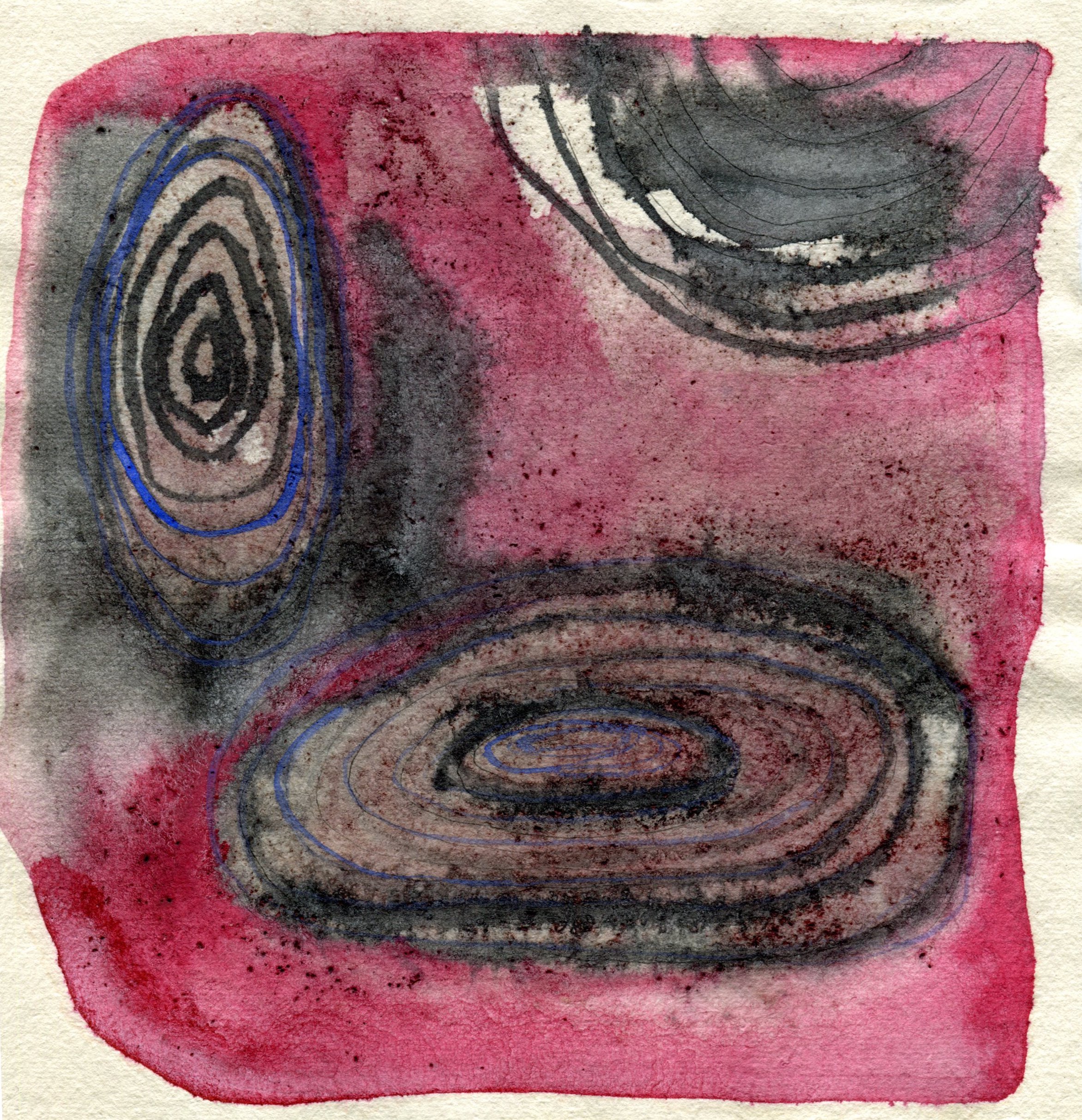 Wellspring drawing - ii | Watercolour, Graphite, and Bloodwood Tree sap on Cotton Rag Paper | 20 x 20 cm | 2024