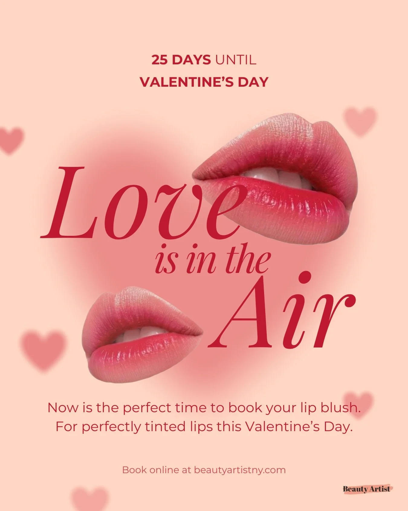 25 days until Valentine&rsquo;s Day 💘⁠
⁠
Valentine&rsquo;s Day is just around the corner &mdash;⁠
which means now is the perfect time to book your lip blush so your lips are fully healed and ready.⁠
⁠
LIP ENHANCEMENT (Lip Blush) 💋⁠
Lip blush enhanc