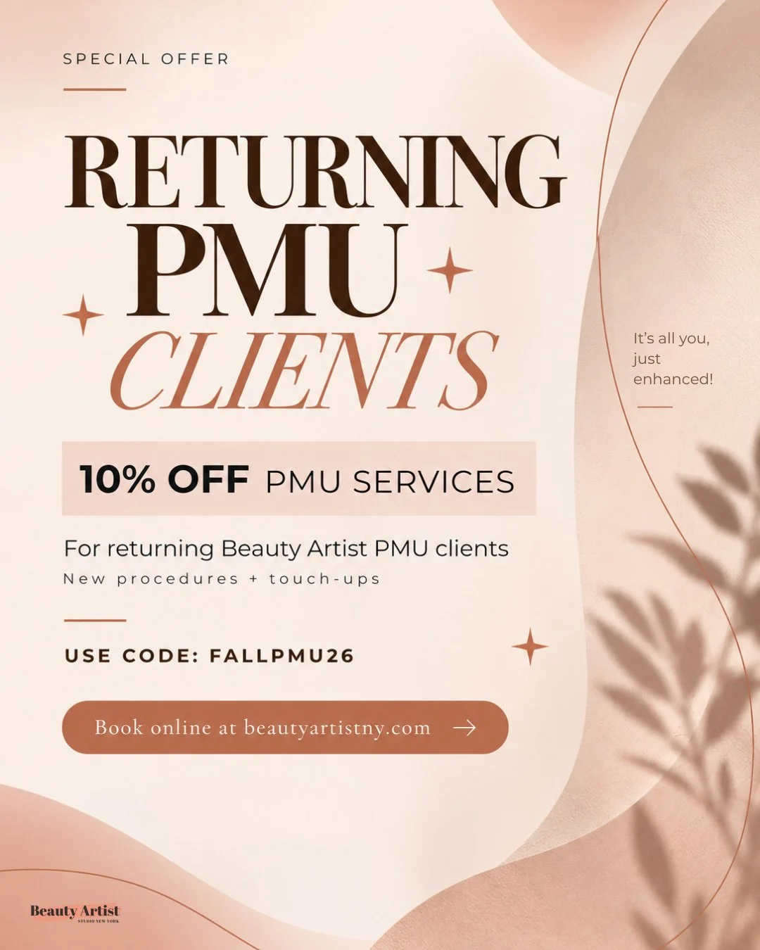 Fall is finally here, which means it&rsquo;s the perfect season to refresh your PMU before the holidays. 🍂⁠
⁠
Whether you&rsquo;re thinking about touching up your brows, refreshing your lip color, or trying a new PMU service such as eyeliner or SMP,