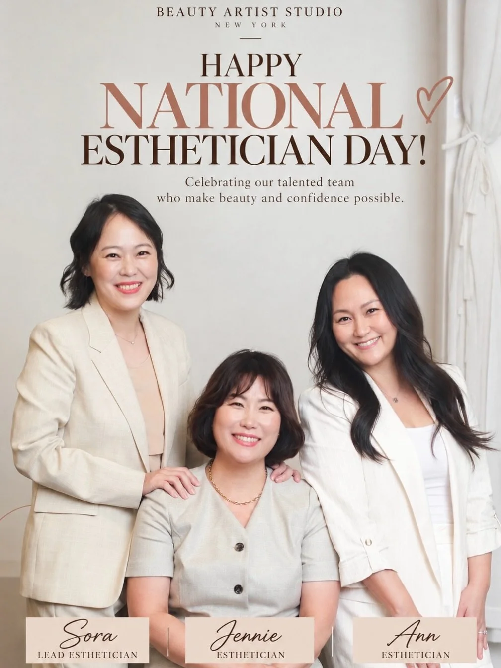 A little late, but our estheticians deserve to be celebrated every day! 🤍✨

Yesterday was National Esthetician Day, and we couldn&rsquo;t let it pass without showing some love to our amazing facial team at Beauty Artist Studio New York!

Meet our wo