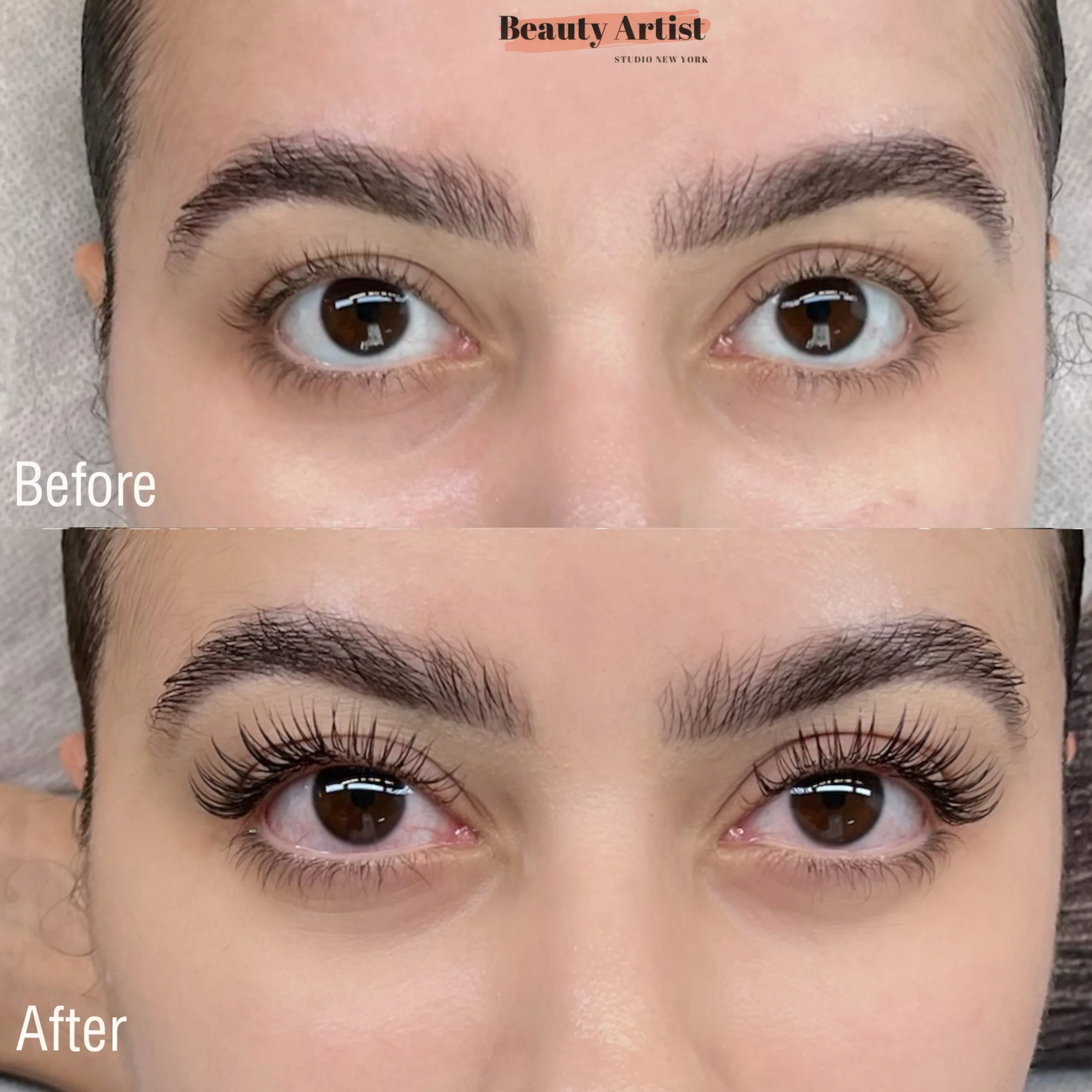 Premium eyelash extensions with soft, natural volume applied at Beauty Artist NYC, enhancing the eyes with a lightweight, seamless finish.