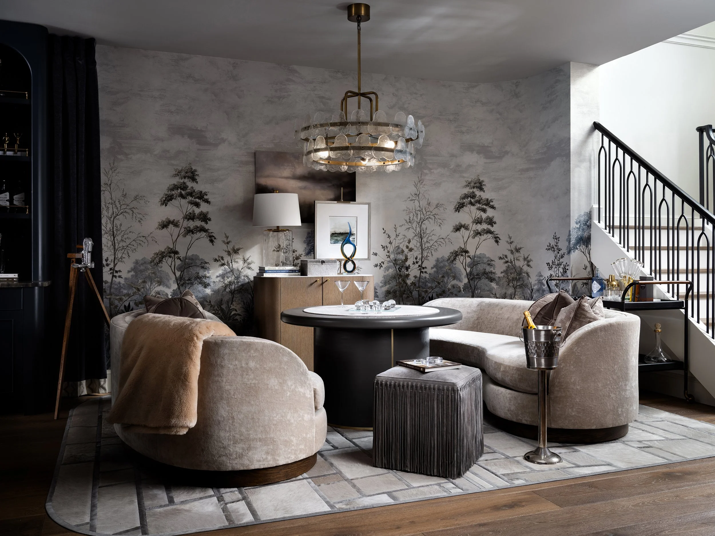 Sitting area with custom game table