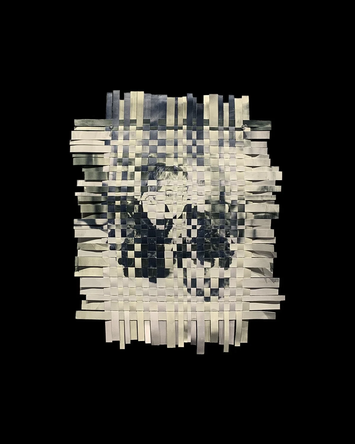 Woven cyanotype toned with daffodil root tea, black tea, moringa leaf, and wheatgrass, 16"x20"