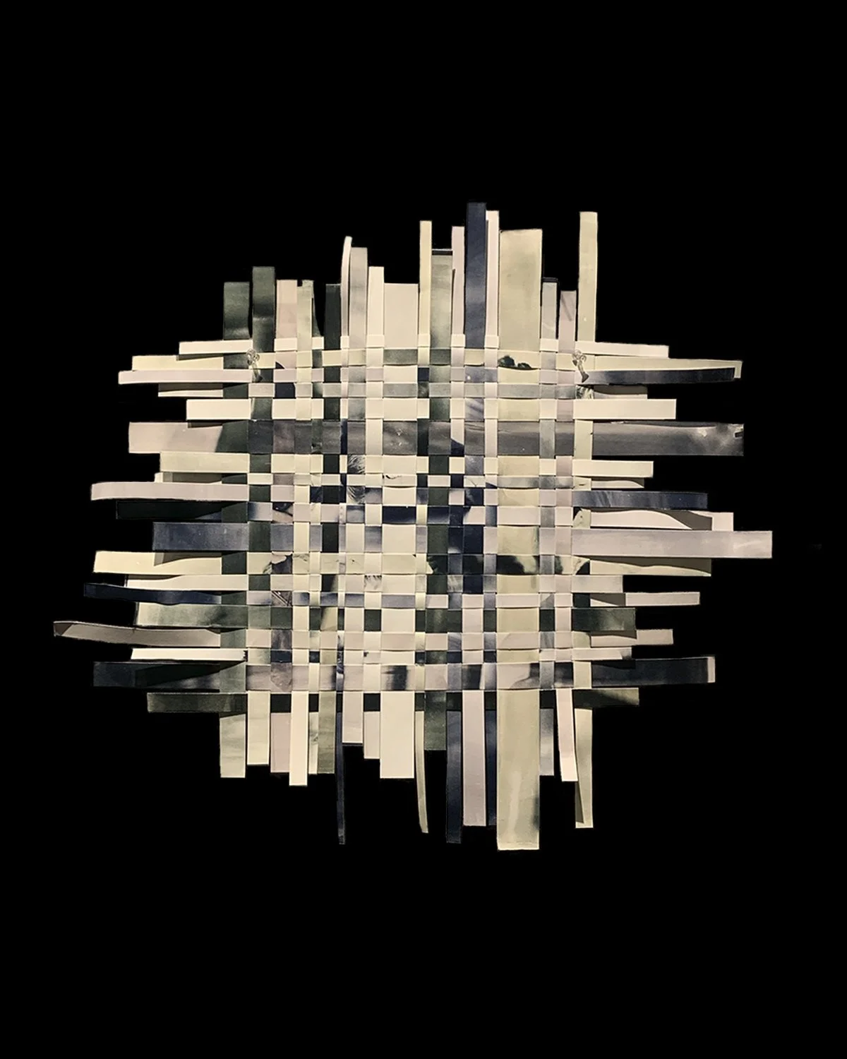 Woven cyanotype toned with daffodil root tea, black tea, moringa leaf, and wheatgrass