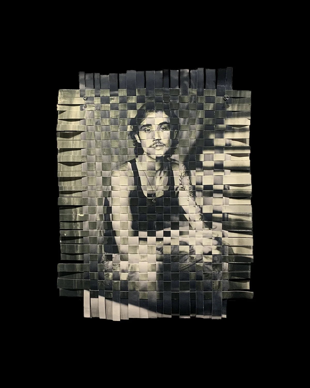 Woven cyanotype toned with moringa leaf and wheatgrass, 16"x20"