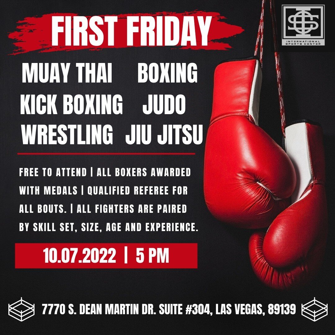 Attention Amateur &amp; Professional Boxers! Attention Judo, BJJ, Wrestling, Muay Thai, and/or Kickboxing Athletes!!
You have been invited to test your skills at the ISC&rsquo;s 1st Friday&rsquo;s Open Training.

On Friday, October 7th and every 1st 