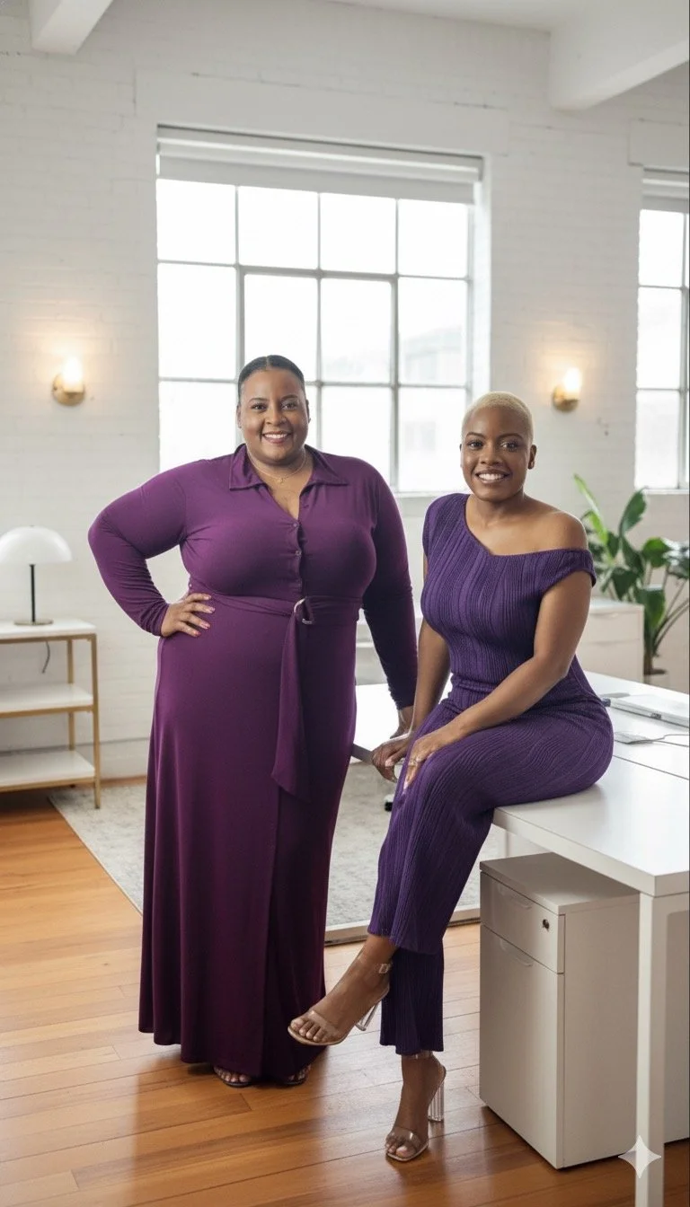 Both co-founders of 22nd and Tech one is standing and one is sitting on a desk.