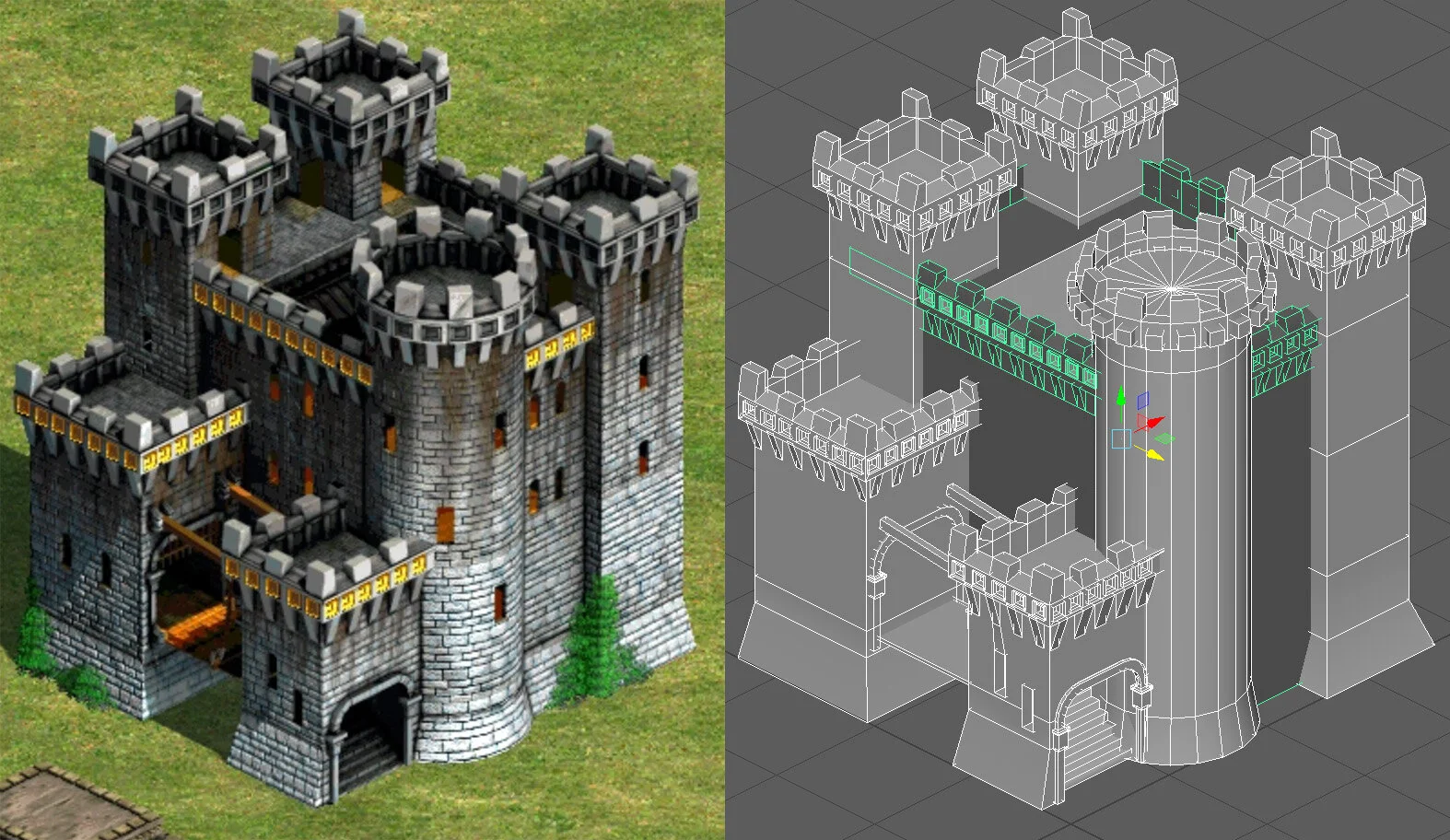 A central European castle model from Age of Empires 2, a game I played as a child. The game was isometric so I wanted to make a 3D model of it.