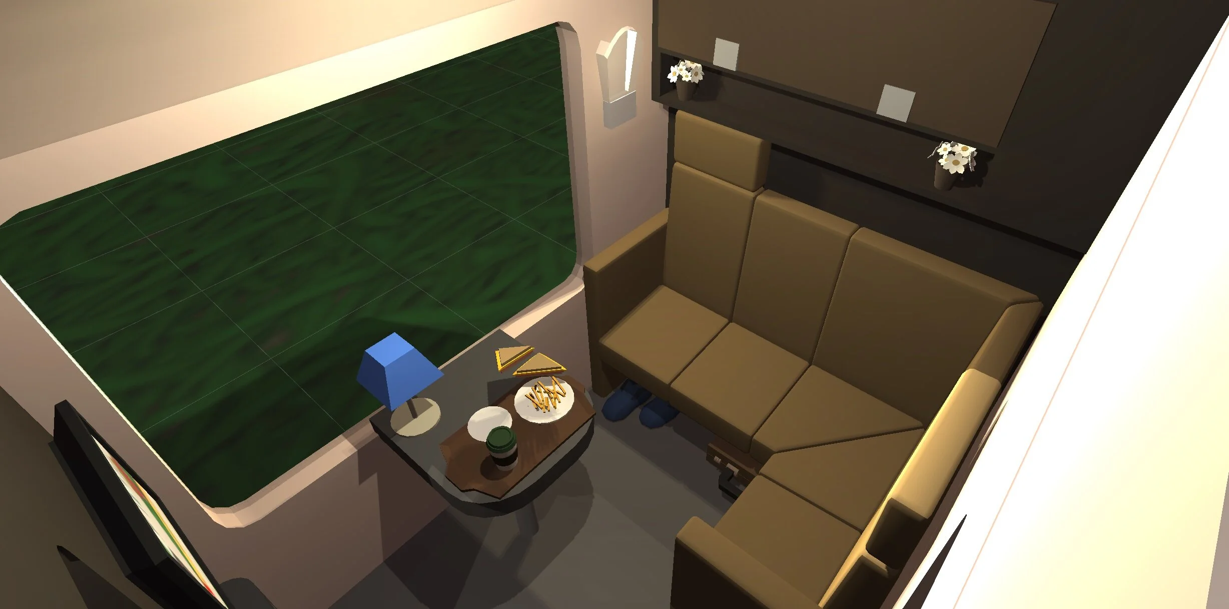 A Virtual Reality Escape Game my team and I designed. I modelled the compartment based on the VIA Rail The Canadian (Toronto - Vancouver train) Prestige room