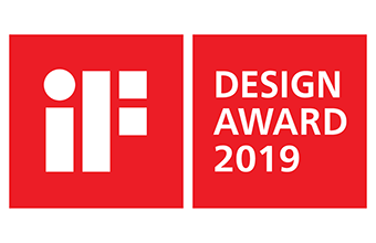 iF Design Award 2019 logo, red and white color scheme