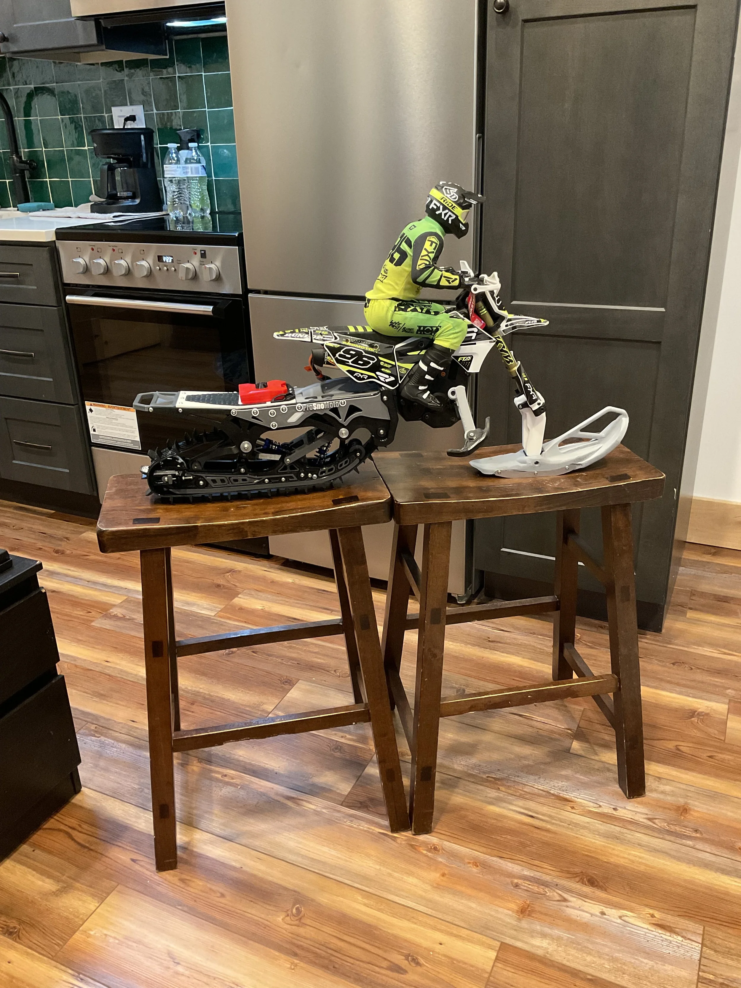 Complete ready-to-run SnoProMoto Snowbike kit w/Losi super moto/dirtbike