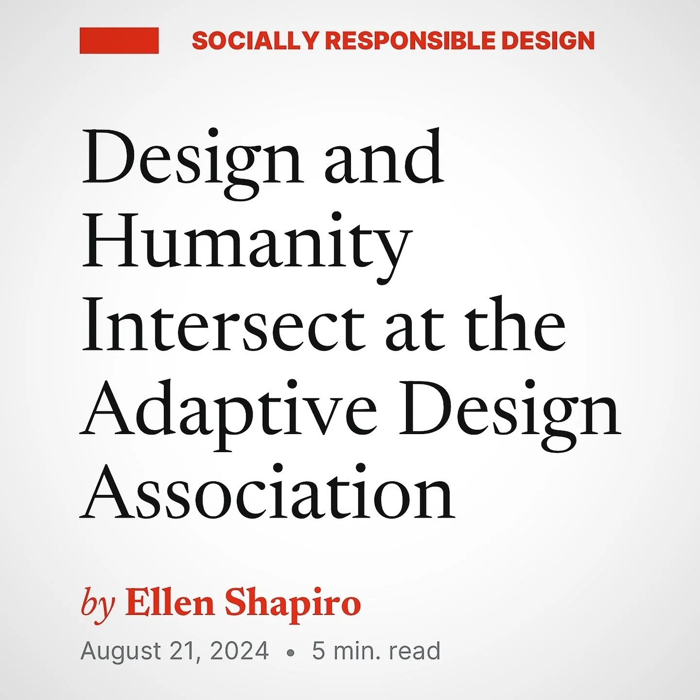 Election day self-care (especially because I can&rsquo;t vote)? Posting about something deeply meaningful &gt; I joined the Board of the Adaptive Design Association.

Established in 2001, ADA is an adaptive design center that has been transforming th