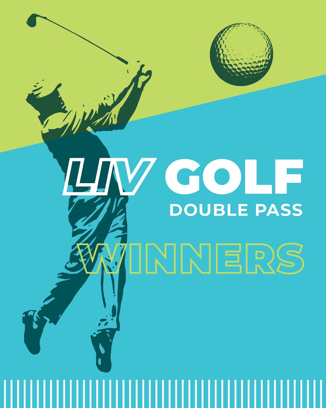 Congratulations to the winners of our LIV Golf double pass giveaway!

Friday tickets - Julie Cornall
Saturday tickets - Jordan Cracky
Sunday tickets - Bek Bova

On behalf of the whole Bartley team, we wish our lucky winners an amazing day at LIV Golf