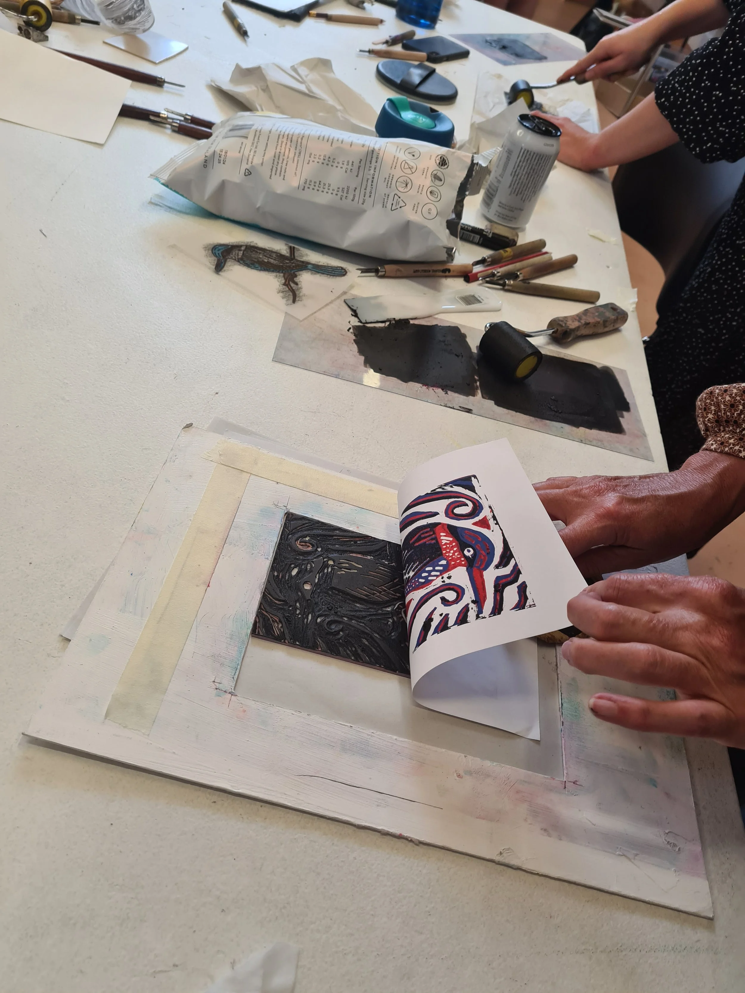 Reduction Linocut Printing @ The ARTS VILLAGE, ROTORUA