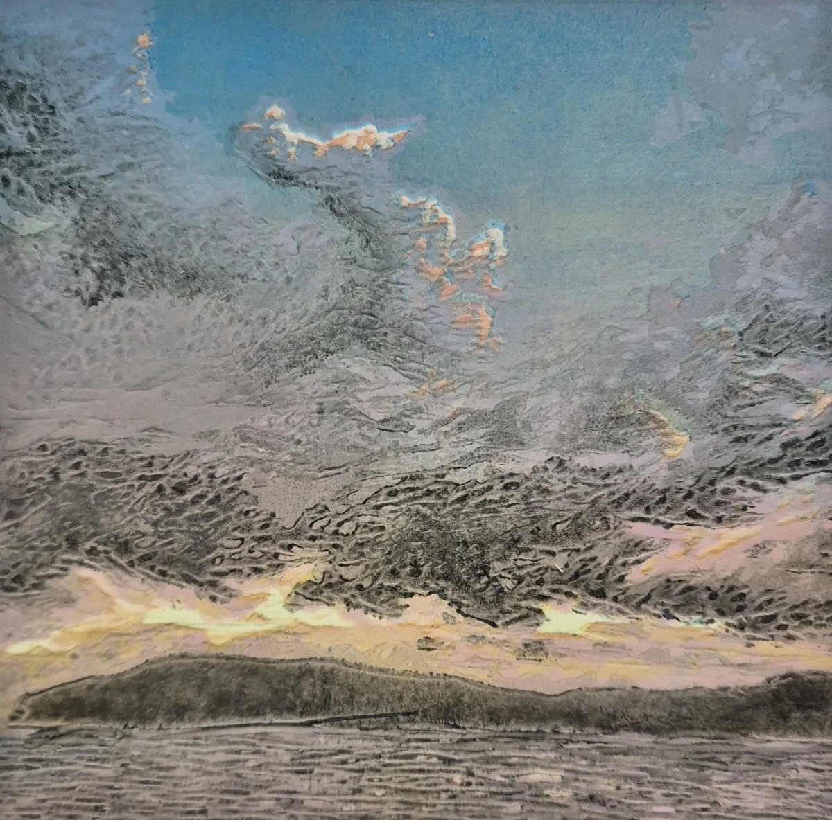   Dancing Clouds  
 
Reduction Woodcut edition of 10
 
15cm h x 15cm w
 
(6 x 6 inhes)
 
NZ$250