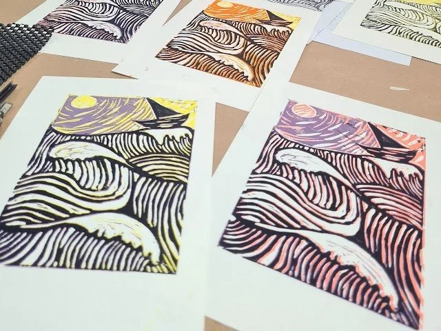 Reduction Linocut Printing @ The Creative Hub, Tauranga